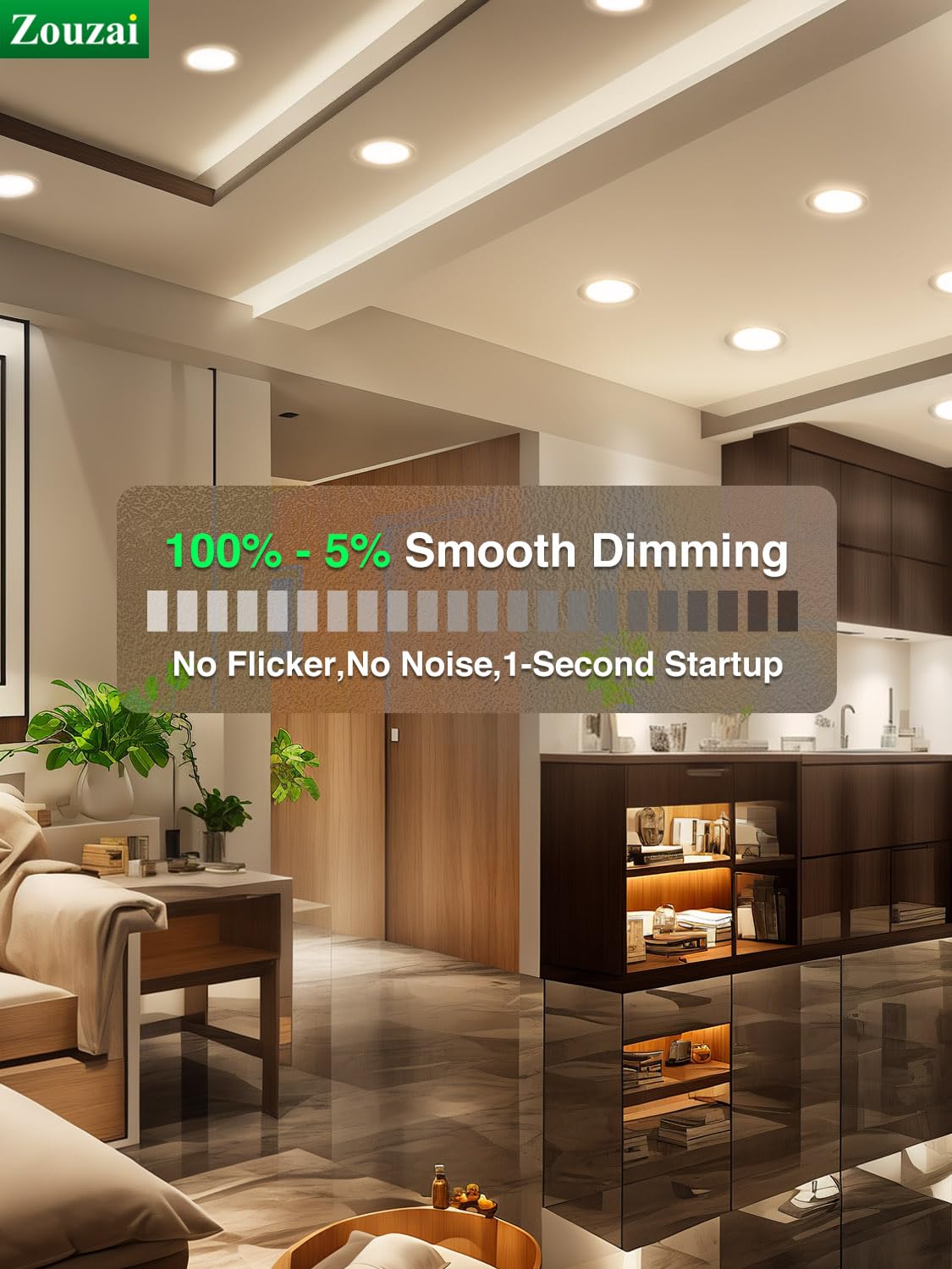 Zouzai 12 Pack 6 Inch 5Cct Ultra-Thin Led Recessed Ceiling Light With Junction Box, 2700K/3000K/3500K/4000K/5000K Selectable, 12W Eqv 110W,Dimmable, Led Can Lights- Etl And Energy Star Certified