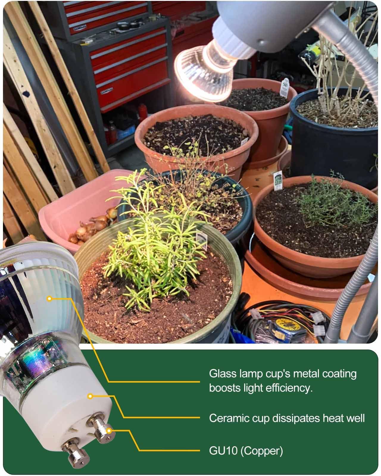 Dommia Grow Light, Gu10 Full Spectrum Grow Light Bulb, 5W Par16 Led Plant Light Bulb For Indoor Plants, Neutral White 4000K, 3-Count