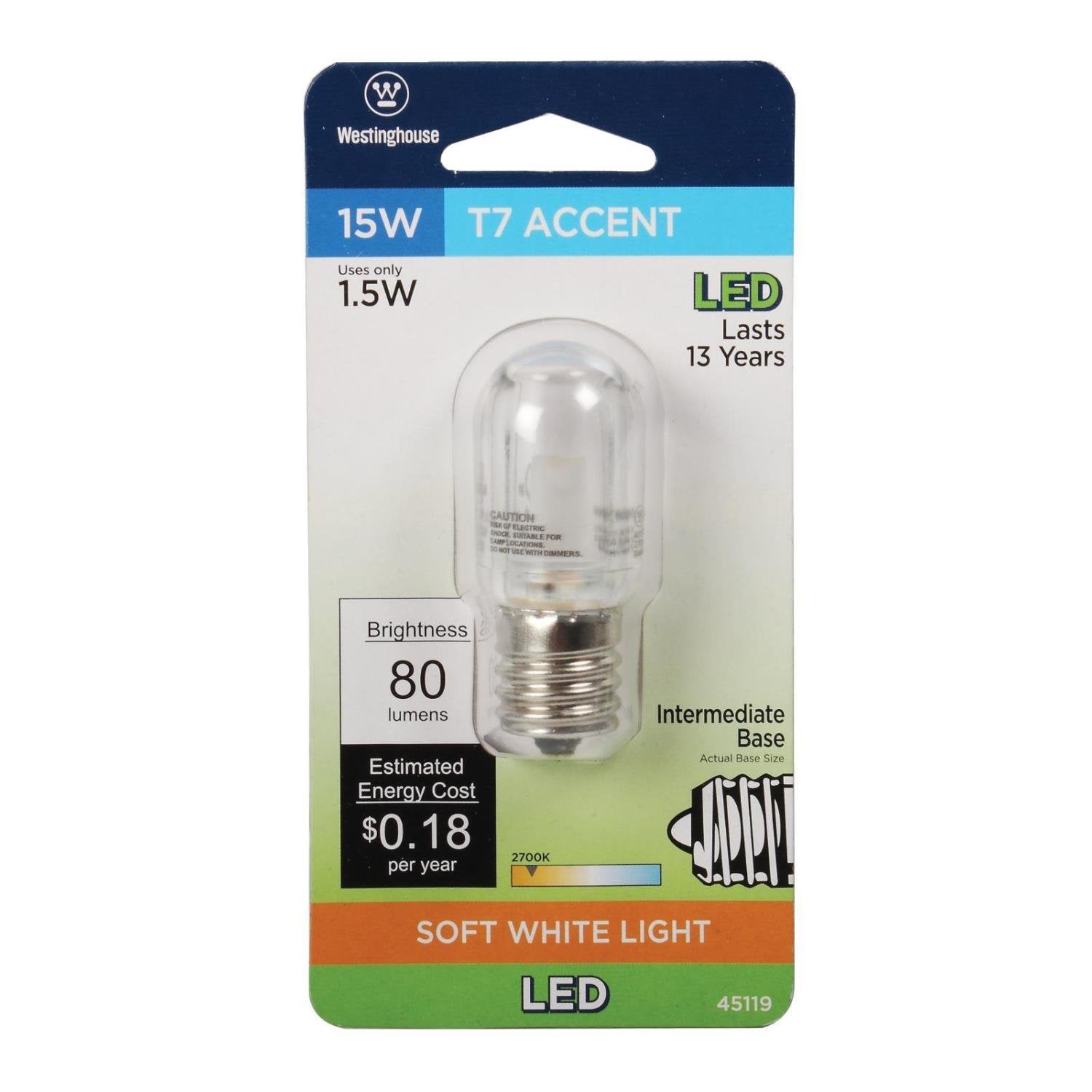 Westinghouse 4511920 15-Watt Equivalent T7 Clear Led Light Bulb With Intermediate Base (4 Pack), 4 Count (Pack Of 1)