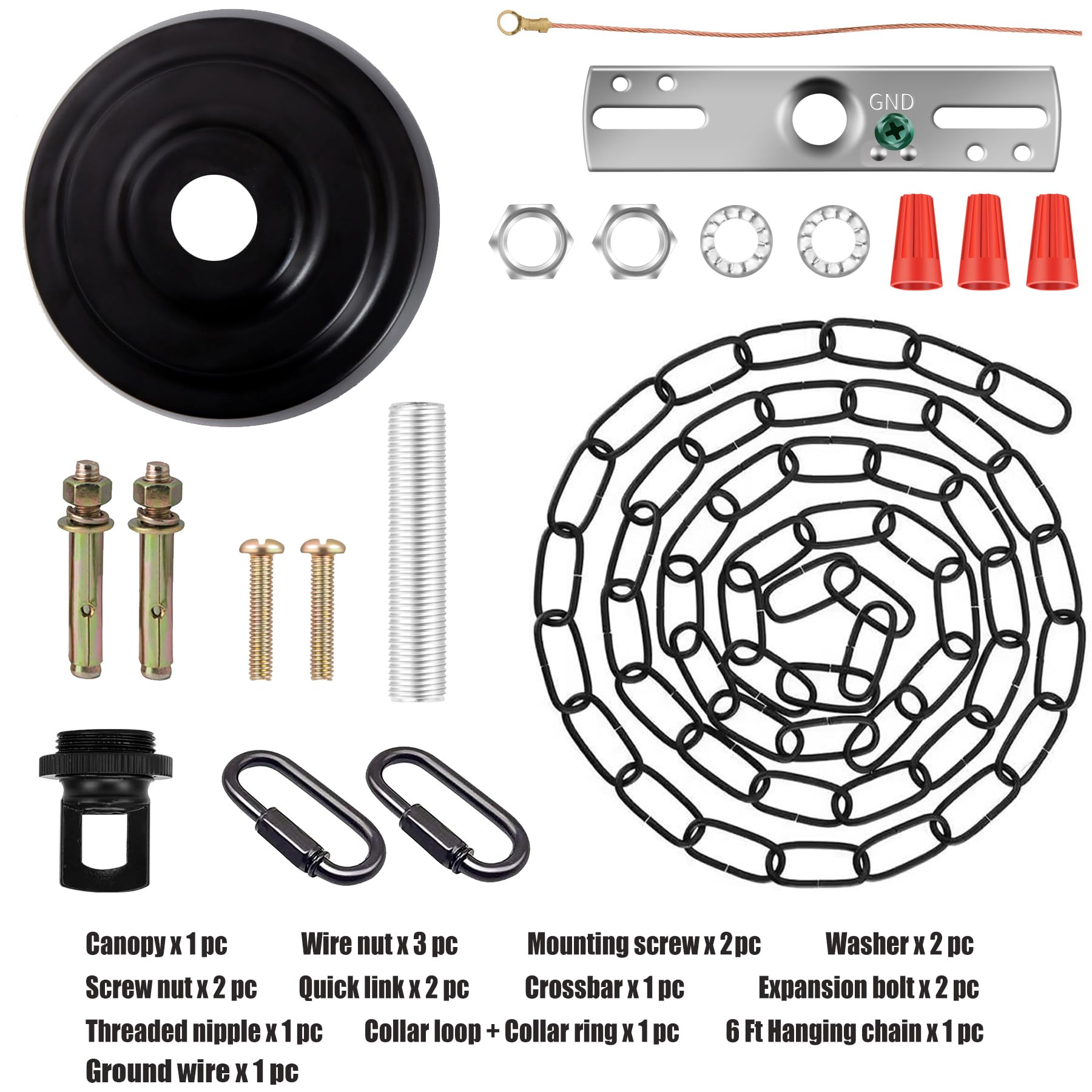 MAYOMAJO Light Canopy Kit, 5-5/16 Inch Canopy + 6 Ft Chain, Heavy Duty, Alloy Steel, Black, Model MY-221216