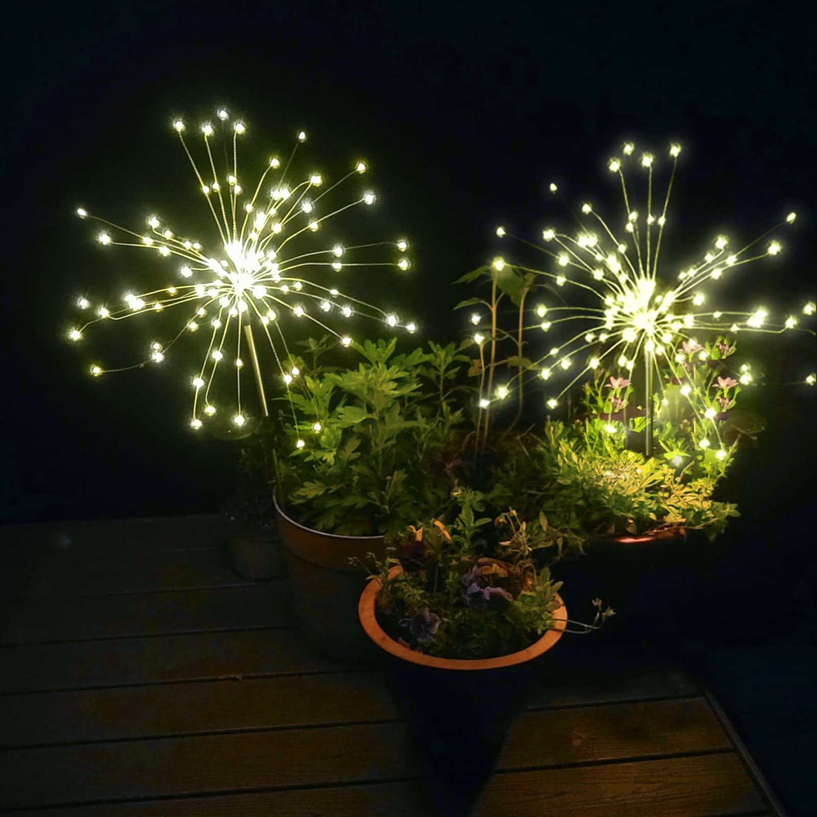 Anordsem Solar Garden Lights Outdoor: Fairy Fireworks Light Waterproof For Yard Decorative Outside - Firefly Starbuck Led Lighting Patio Pathway House Decorations