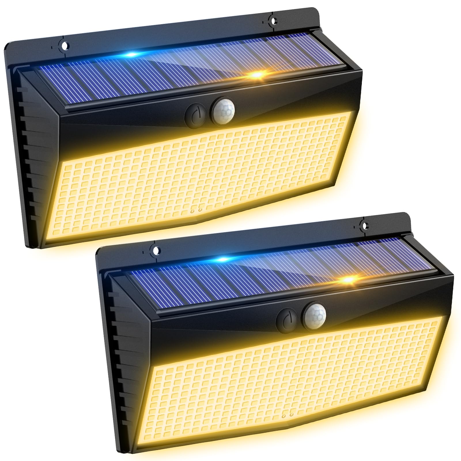 2 Pack 368 Led Solar Motion Sensor Lights Outdoor, Solar Fence Lights With 3 Lighting Modes, Solar Powered Security Lights Water