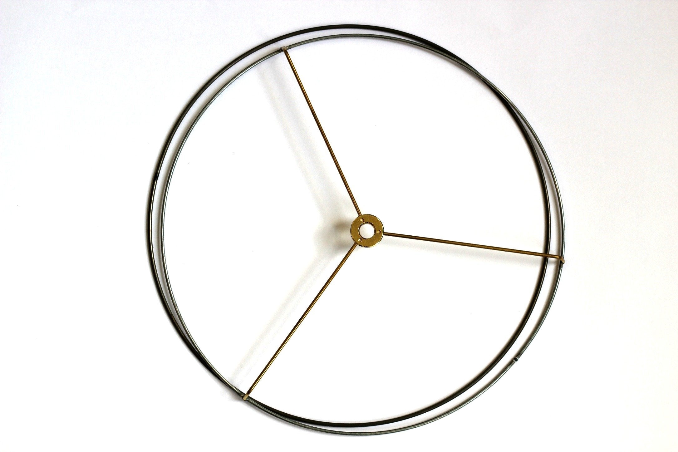 I Like That Lamp Wire Lamp Shade Rings With Us Style Spider Fitter (15Diameter), Includes 2 Galvanized Steel Silver Drum Rings,