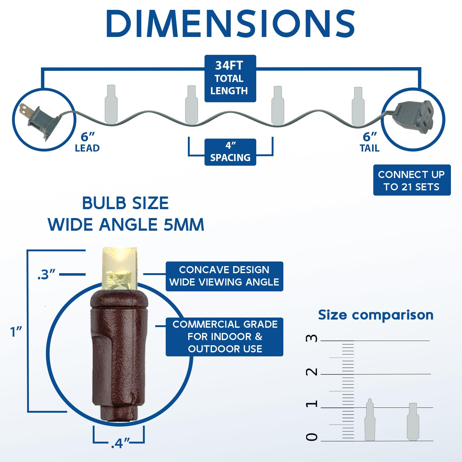 Novelty Lights 34Ft Led String Lights, 100 Bulbs, Red, Commercial Grade, Model Mrd-25B-4, 40,000 Hours Rating, Outdoor Use