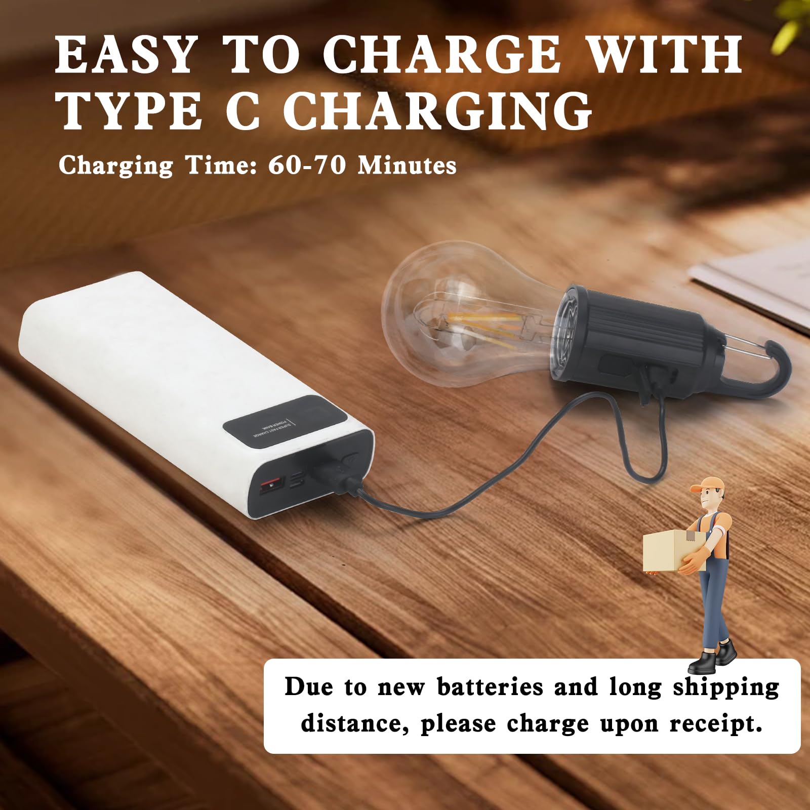 BRIGHFIVEY Battery Operated Rechargeable LED Lights Bulbs 2w 2700k Soft White Outdoor Waterproof,3 Light Modes,Vintage Candle Sh