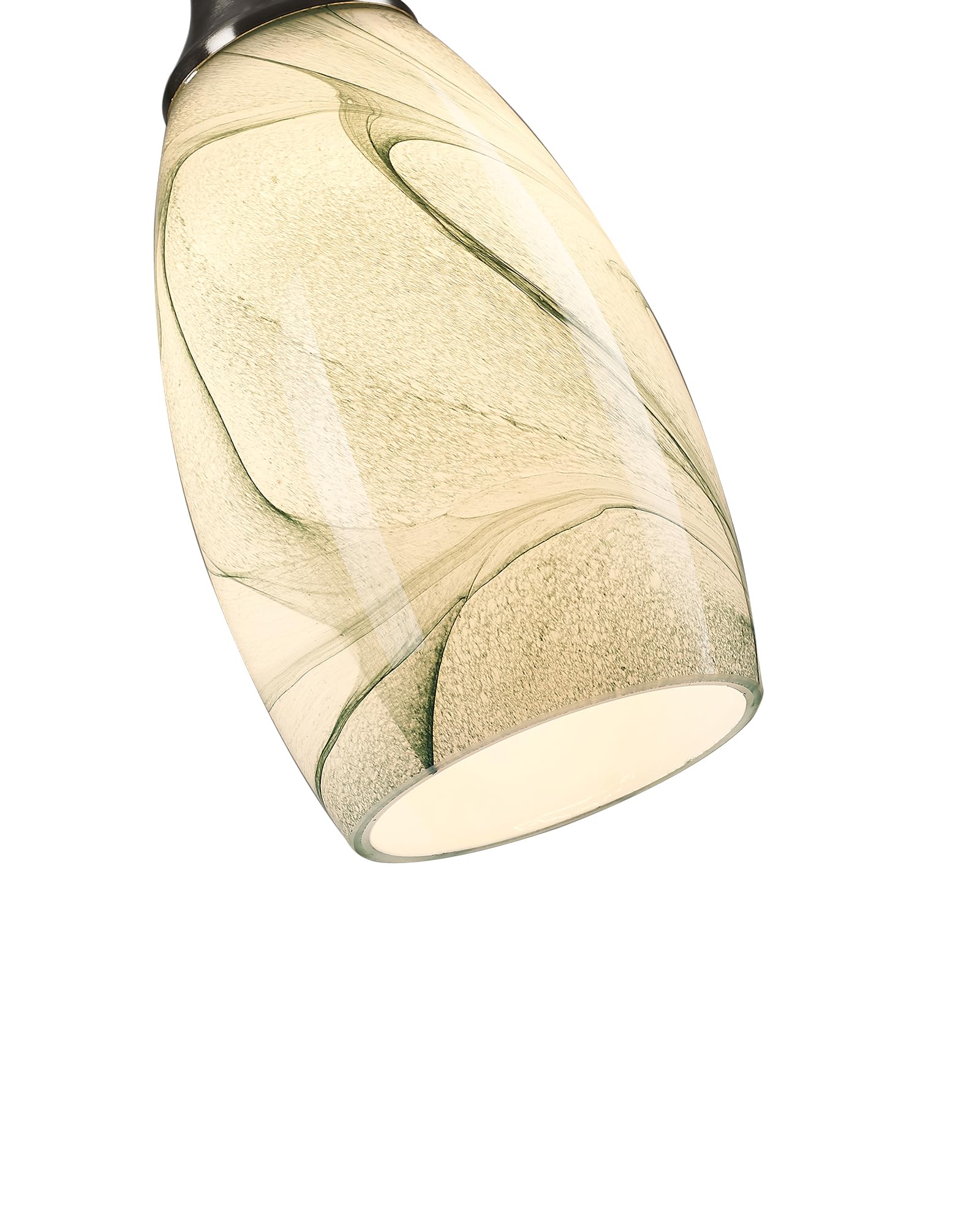 karyfine Mini Pendant Light Hand Blown Glass Shade Brush Nickel Finish Green Marble 1039AP