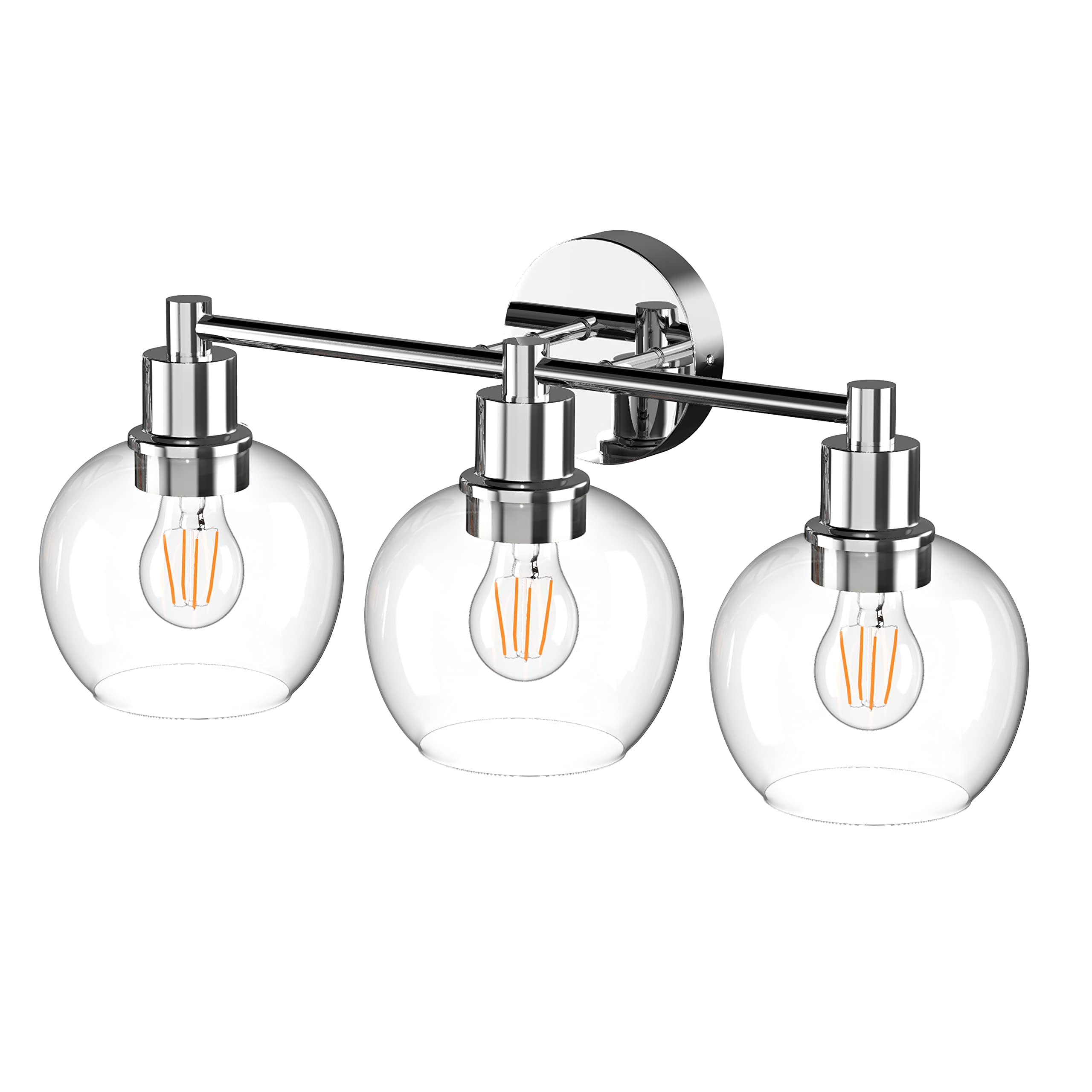 Espird 3-Light Bathroom Vanity Light Fixtures, Polished Chrome Metal Wall Sconce, Model EP-HL-N3C, Industrial & Farmhouse Design