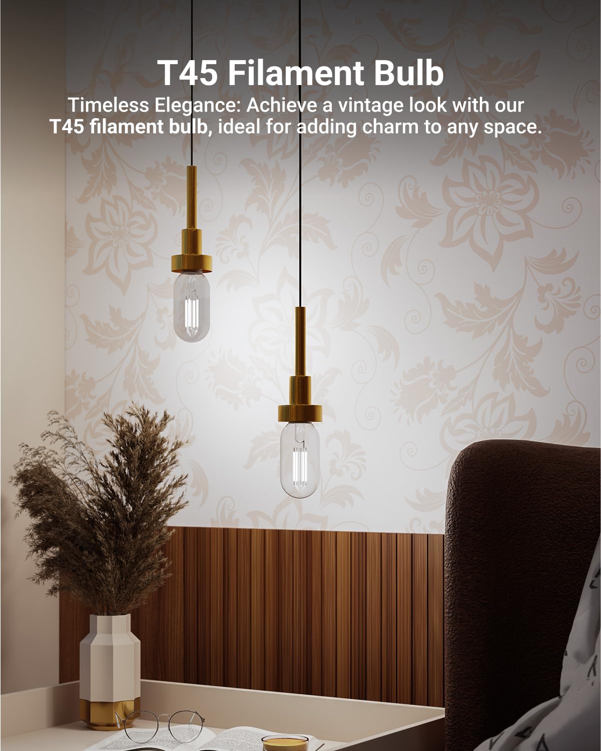 Sunco T45 Edison LED Bulbs 6 Pack, 60W Equivalent, Clear Glass, 5000K Daylight, Dimmable, UL Wet Rated, Medium Base