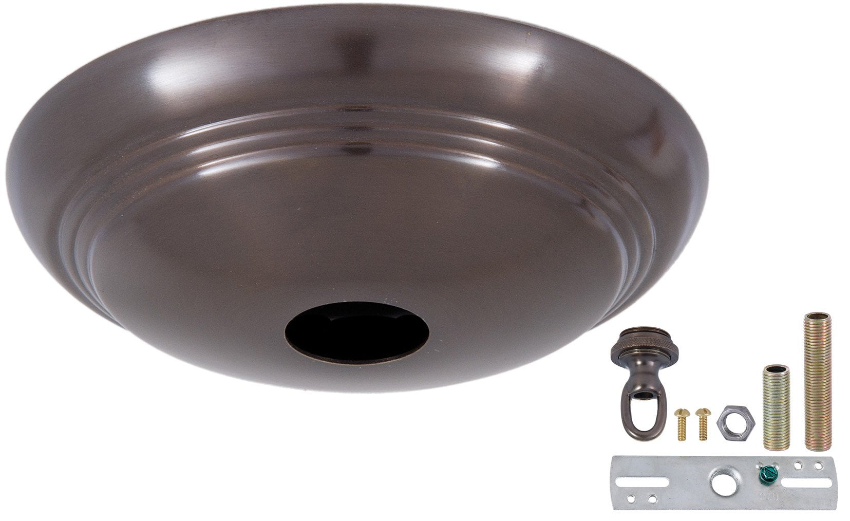 B&P Lamp Antique Bronze Solid Spun Brass Ribbed Canopy Kits