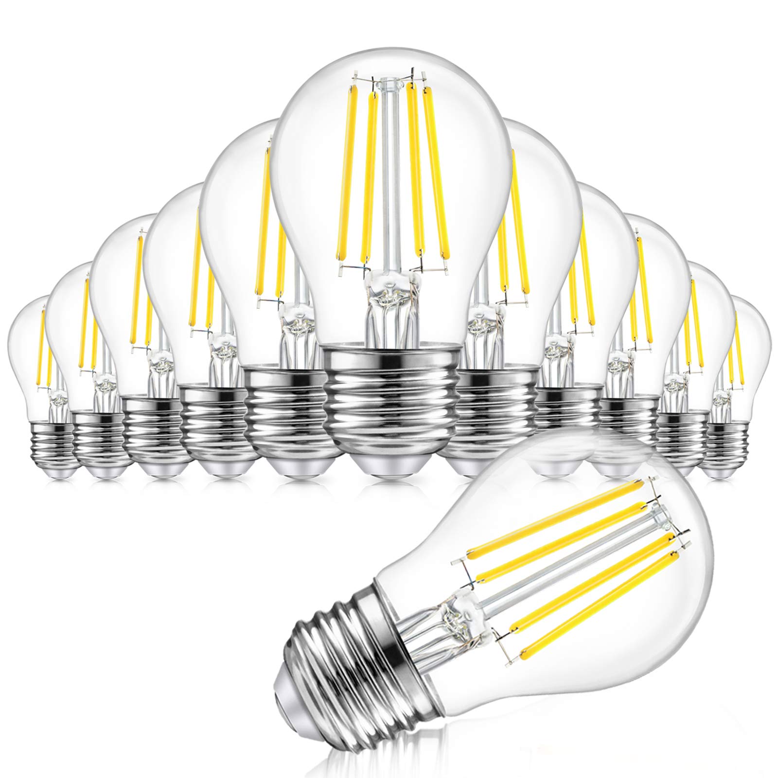 Tobusa 12-Pack Dimmable A15 Led Bulbs 60W Incandescent Equivalent, 6W 5000K Daylight Edison Globe Bulb, 600Lm Vintage Ceiling Fa