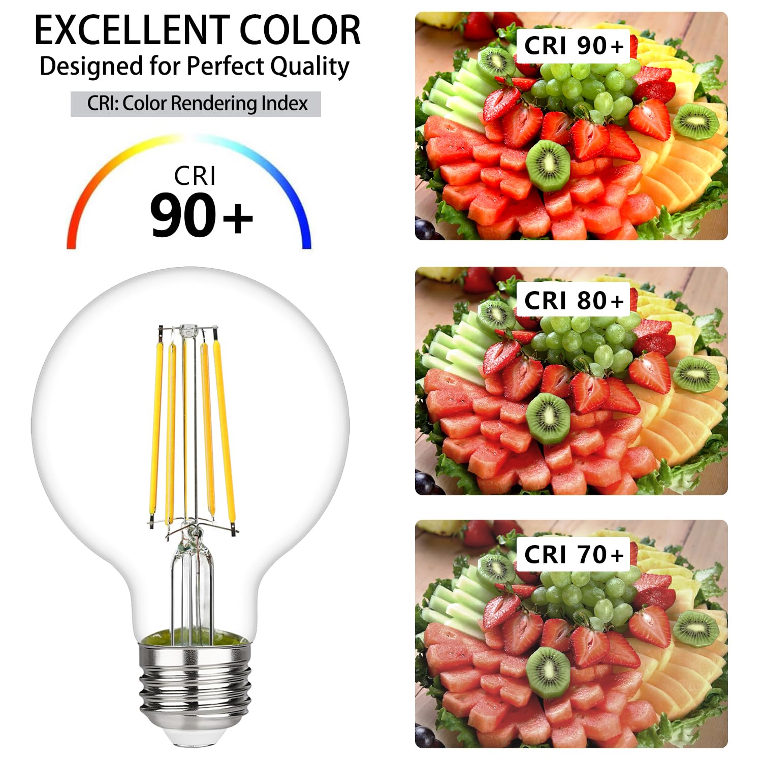 Kgc Led Edison Globe Light Bulbs, Neutral White 4000K Cri 90, Led Filament Light Bulb, 6W Equivalent To 60W 700Lm, G25(G80) Dimm