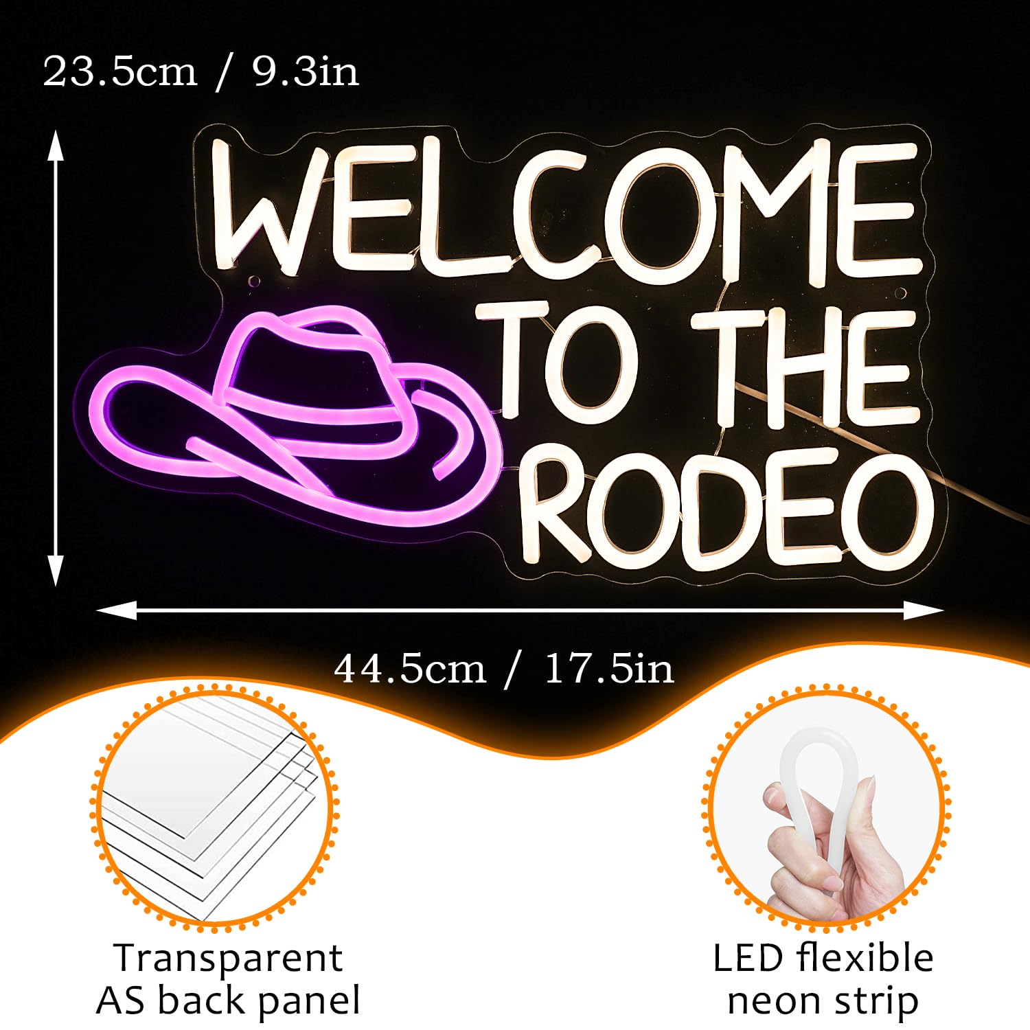 LISIGNVE Welcome To The Rodeo Neon Sign, Dimmable LED Wall Decor, Warm White Pink, Silicone, Cowboy Gift for Men and Women
