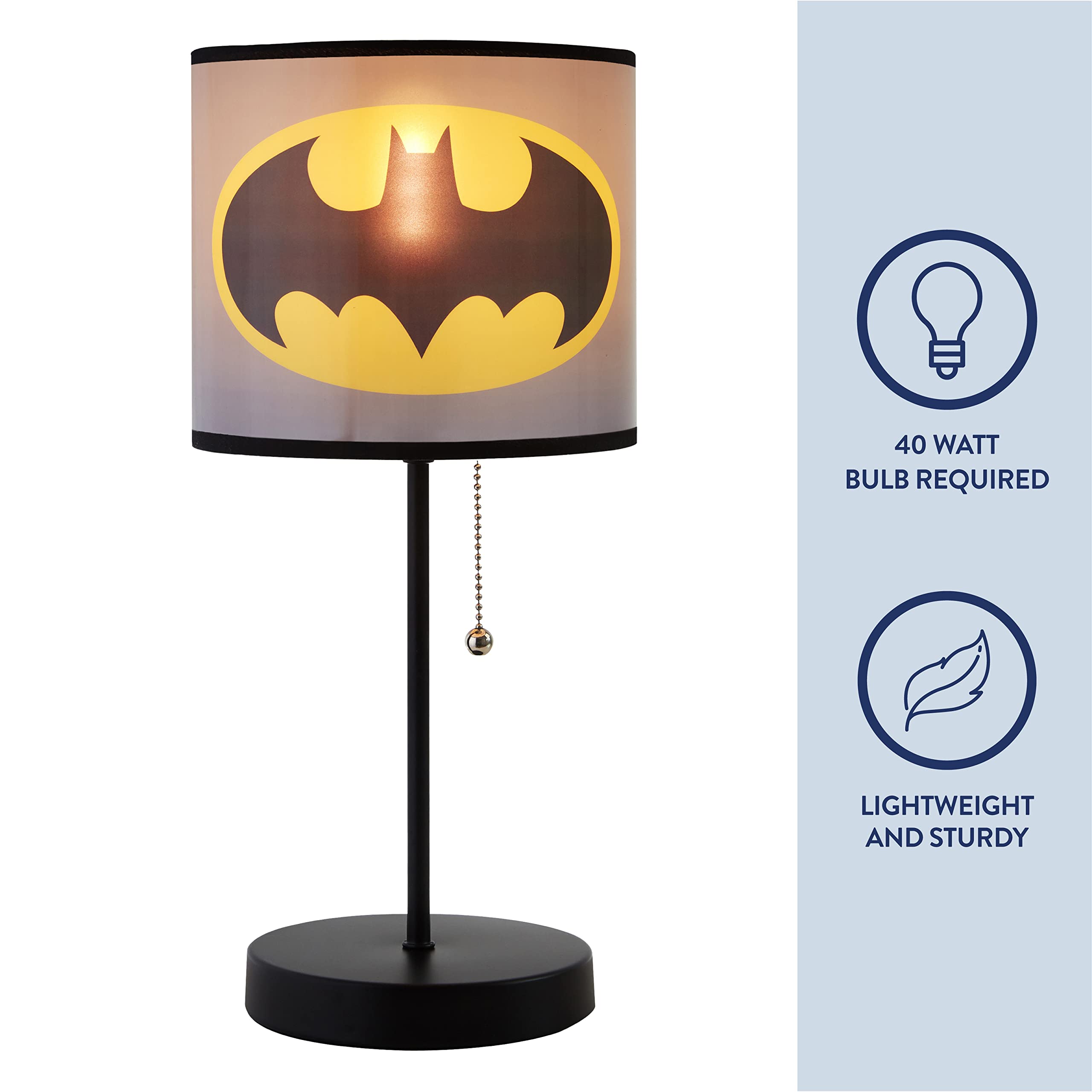 Idea Nuova Super Mario Stick Table Kids Lamp With Pull Chain, Themed Printed Decorative Shade