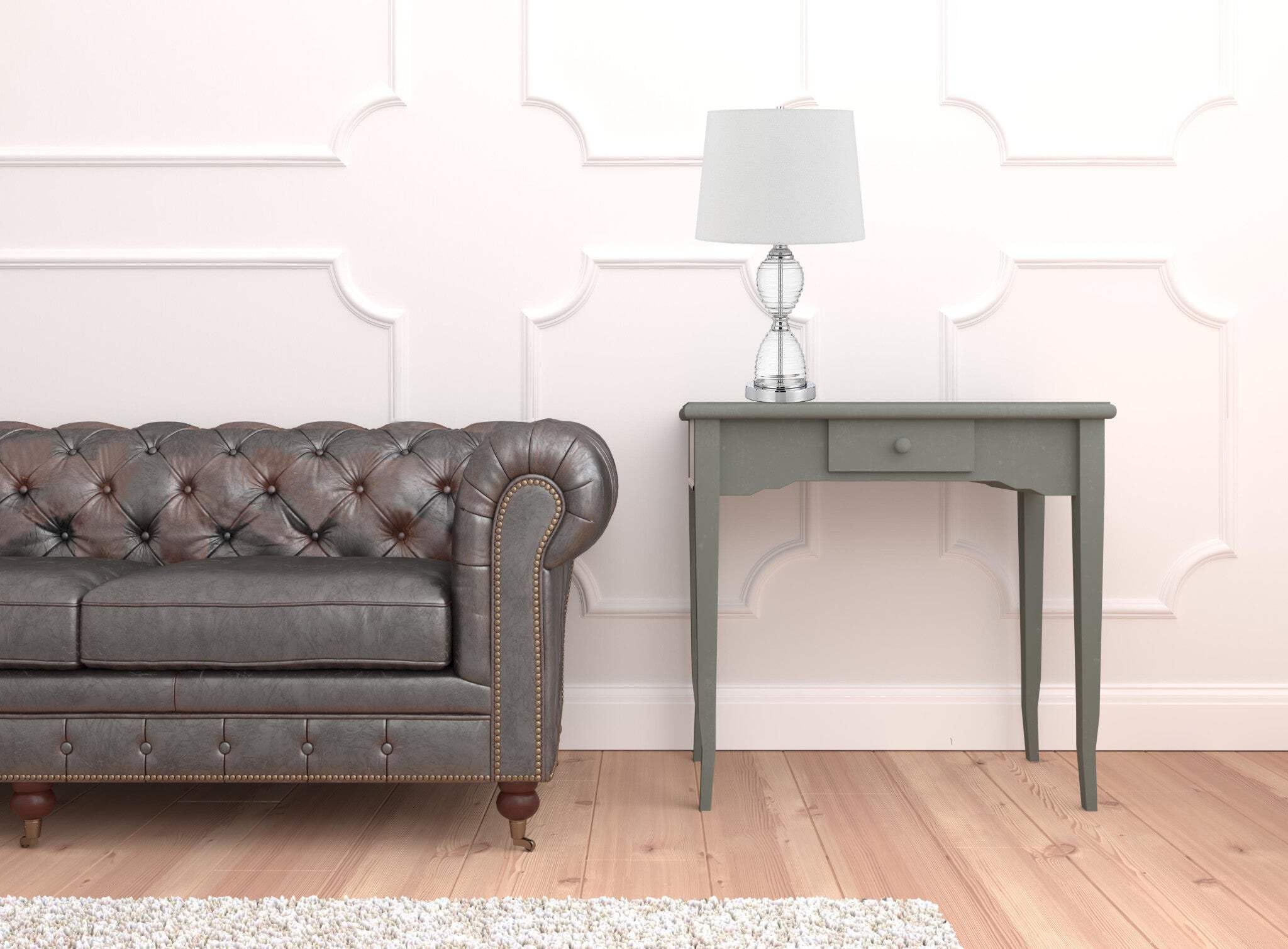 Homeroots 24 In. Metal Table Lamp With Empire Shade - Clear & White, Model 524726