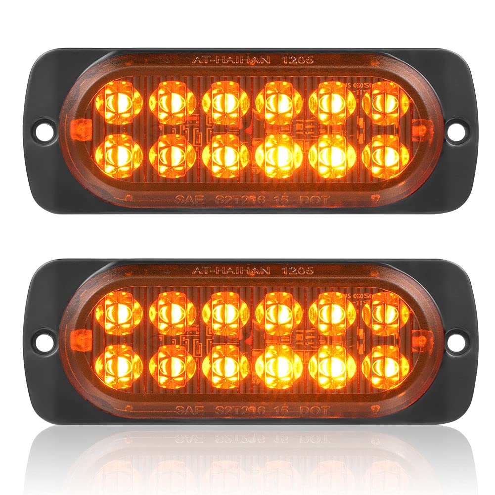 At-Haihan Pack Of 2 Aluminum Housing Amber Led Trailer Turn Signal Brake Parking Side Maker Lights, Dot Compliant Waterproof Surface Mount Lighting For Truck Tractor Jeep Rv