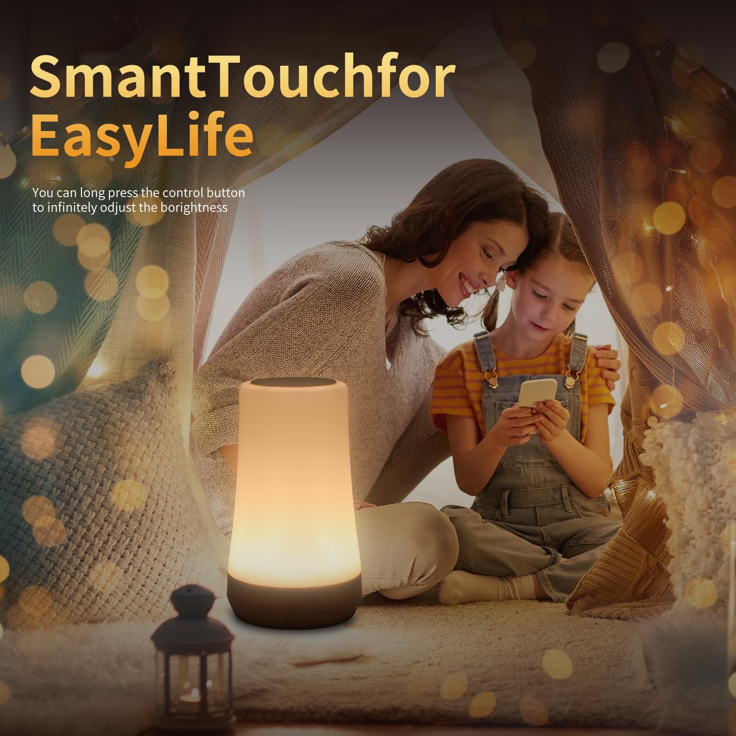 Oorun Touch Bedside Table Lamp,13 Rgb Colors & 5 Brightness, Usb Rechargeable Desk Lamp, Remote Control Dimmable Light With Rgb