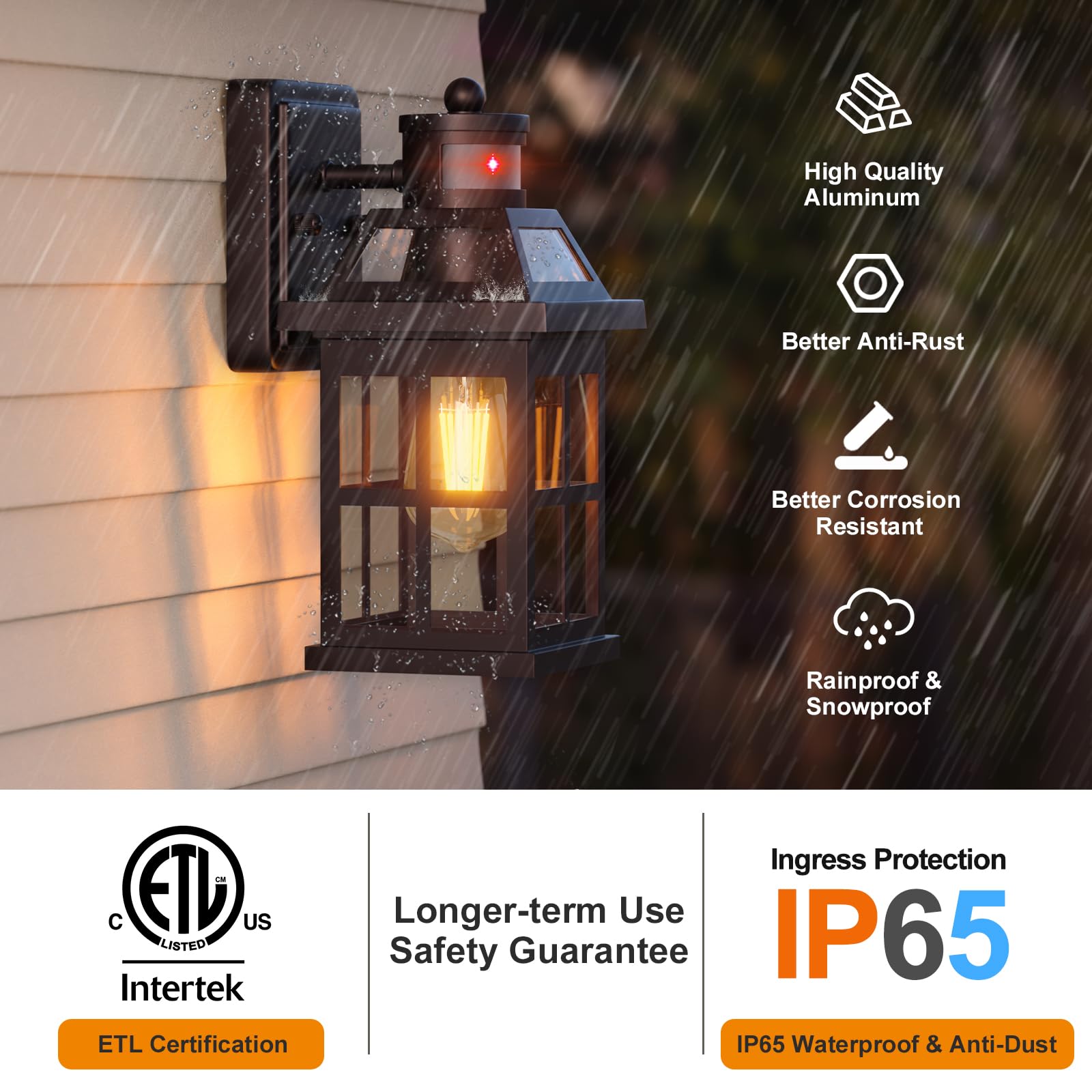 Roravilila Bronze Outdoor Wall Lights With Motion Sensor, Etl Exterior Light Fixtures Waterproof 2 Pack, Anti-Rust Aluminum Porc