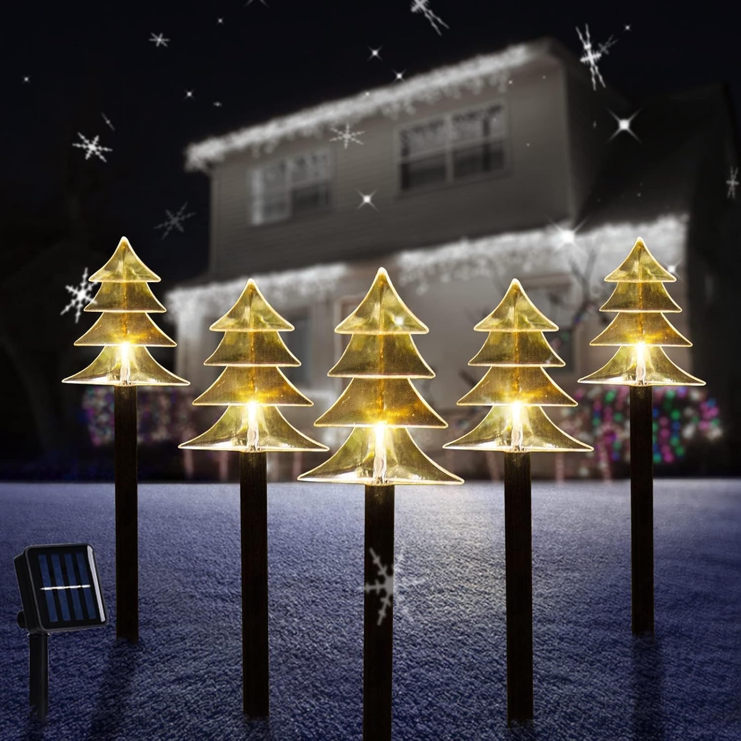 Solar Christmas Lights Outdoor Decorations  10 Pack Solar Christmas Candy Cane Lights with Snowflake  Outdoor Waterproof Pathway Lights for Patio  Garden  Yard  Street  Park  Holiday