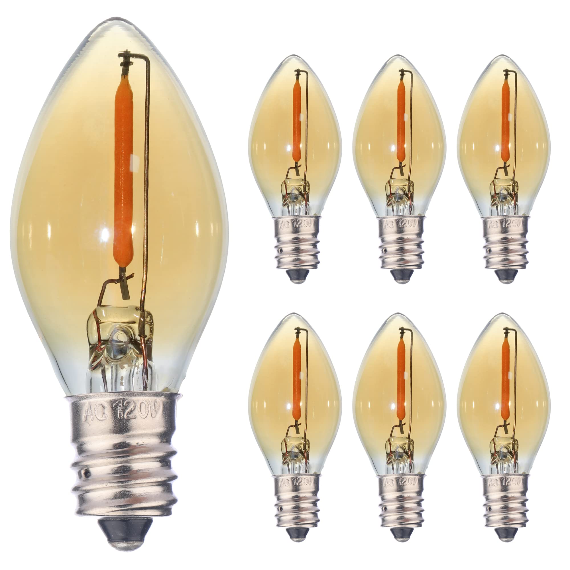 Fannis C7 Mini Led Bulb 6 Pack, 0.5W Warm 2200K Edison Vintage Amber Glass E
