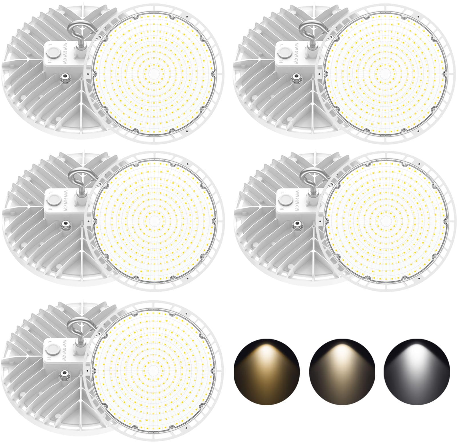 OPENLUX 10 Pack High Bay LED Lights ETL DLC Listed Adjustable 150W/120W/90W 4500K/5000K/5700K Dimmable UFO LED Shop Light for Gym Factory Warehouse