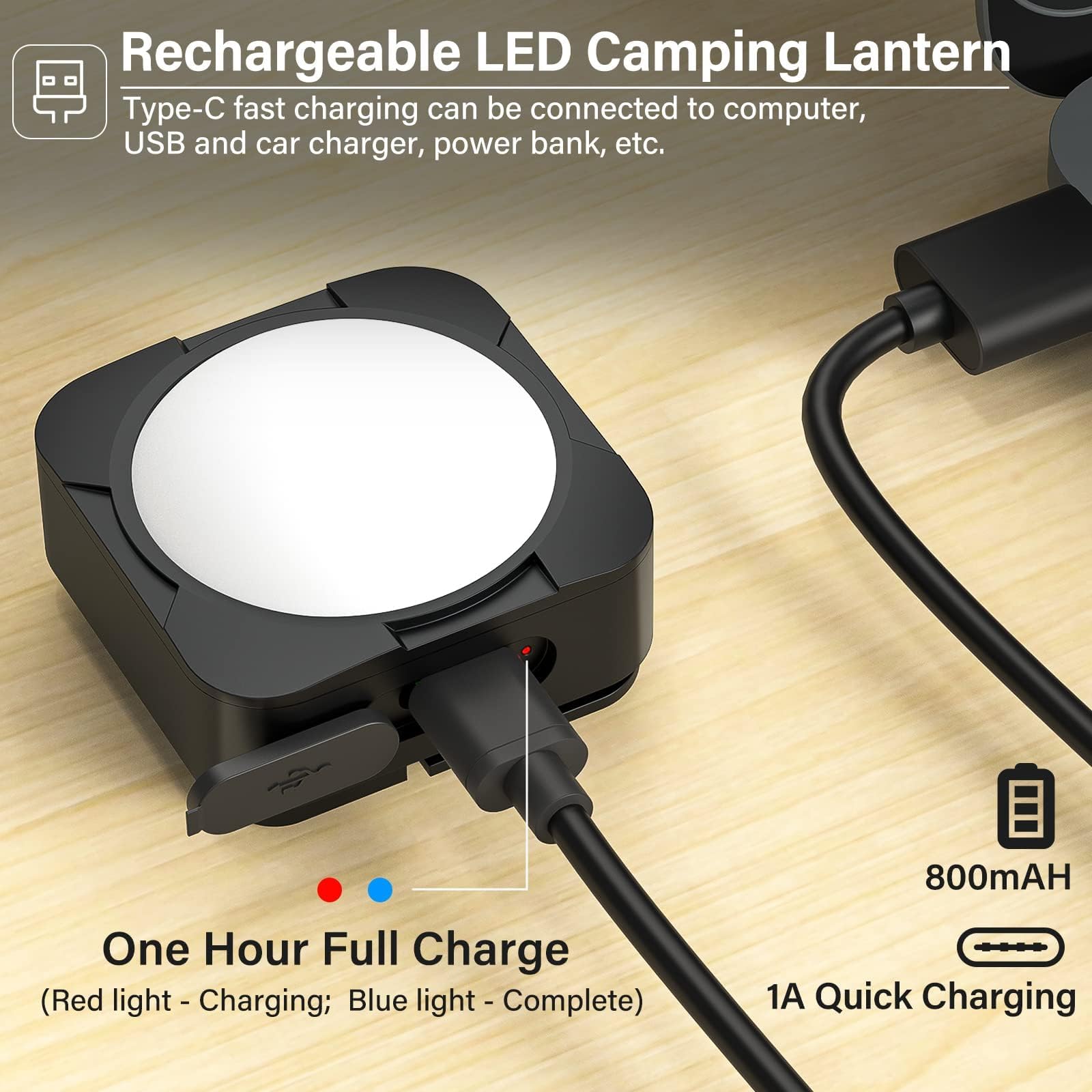 FLY2SKY Portable Rechargeable LED Camping Lights - 4 Pcs Survival Gear, White, Model HF2403003