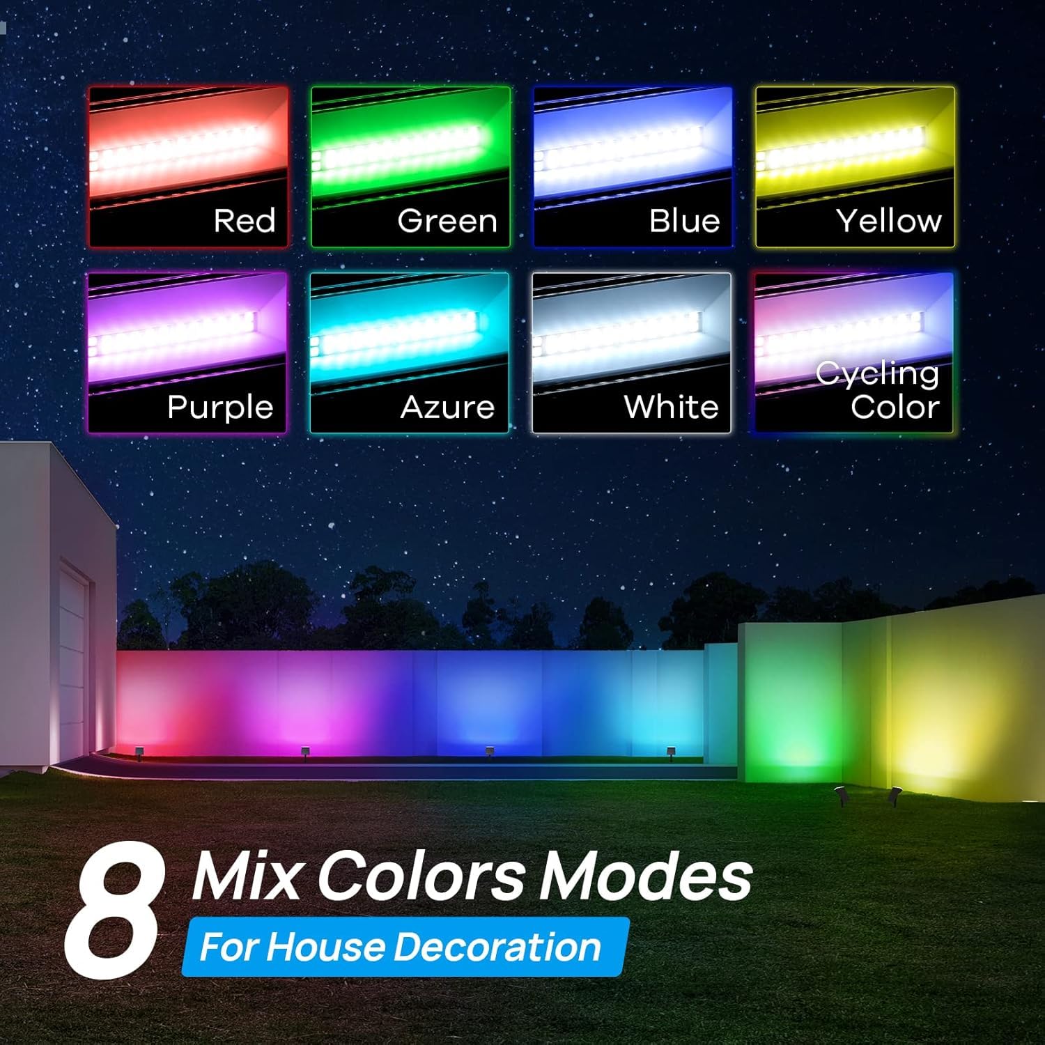 Consciot Solar Spot Lights Outdoor, Waterproof 7 Multicolored, 4 Pack, Model CL86009-WS002-US-4, Ideal for Yard Garden Tree