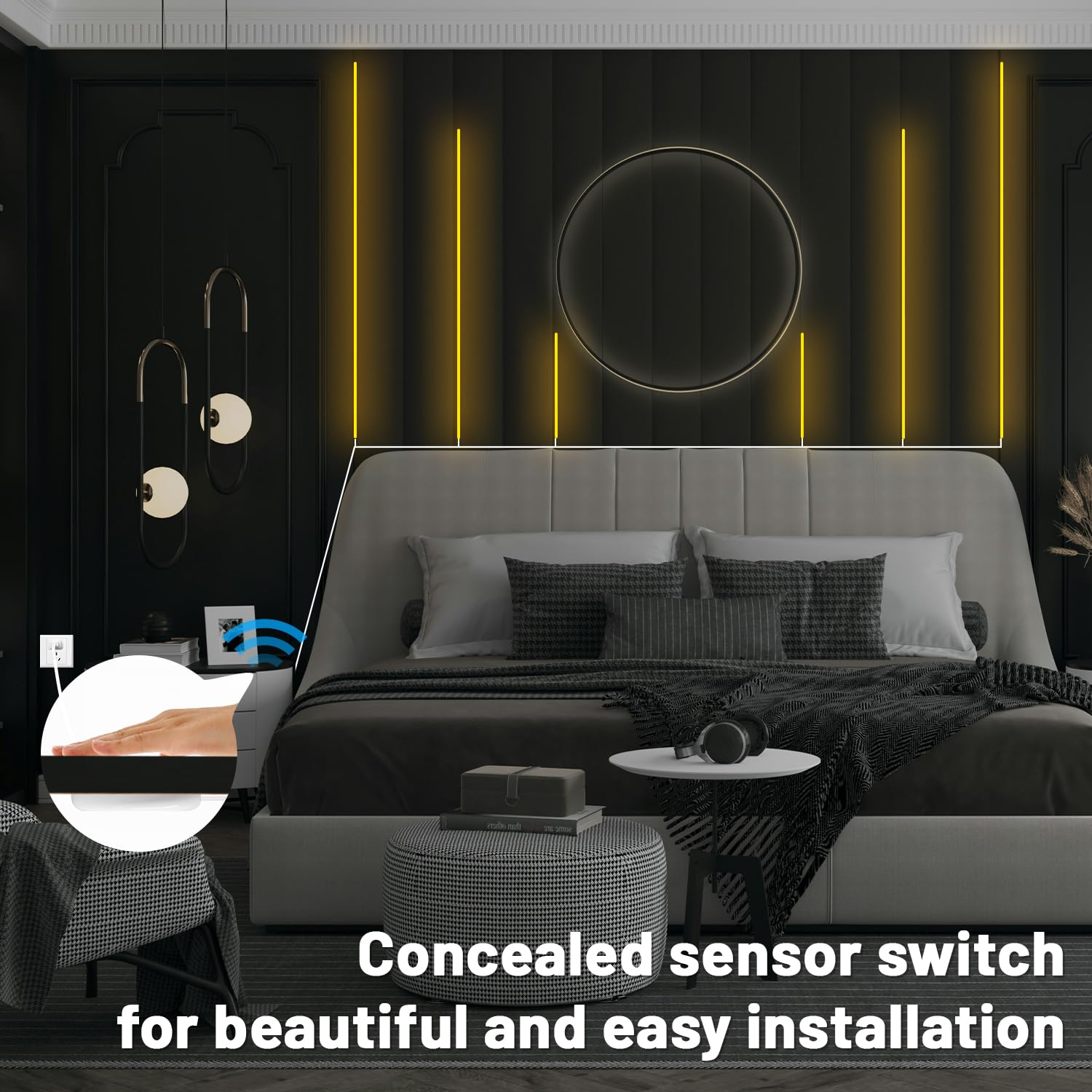 Lichaser 6.56Ft Cob Led Strip Light  6 Rolls Of 3000K Flexible Cob Led For Acoustic Panel And Wood Slat Wall Panels Parallel With Dimmable Touch Sensor Switch  Cuttable For Wood Slat Lighting  Shelf