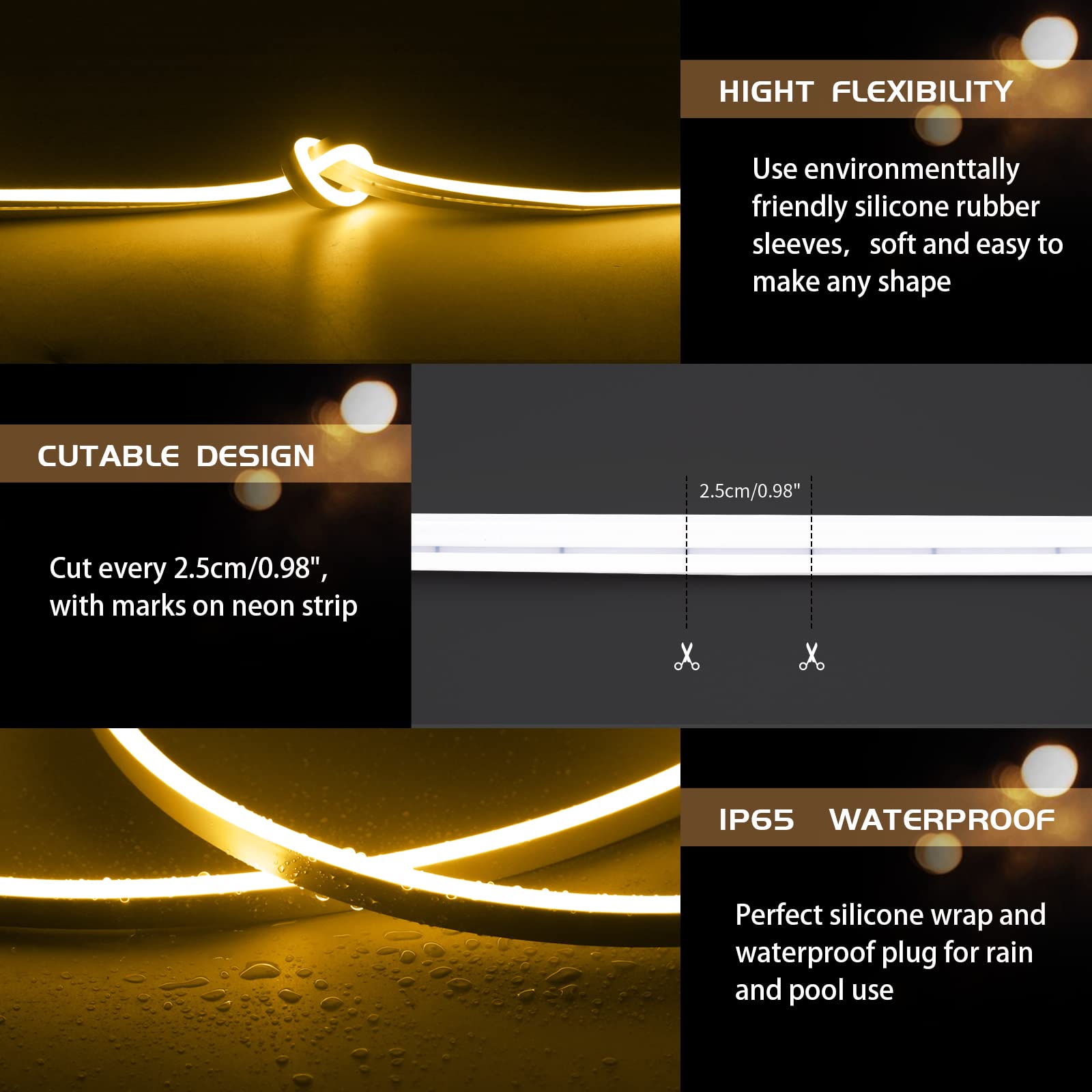 Owofydr Neon Led Strip Lights 16.4Ft/5M 12V Dc Waterproof Flexible Led Neon Light For Indoors Outdoors Decorm (Include Adapter,