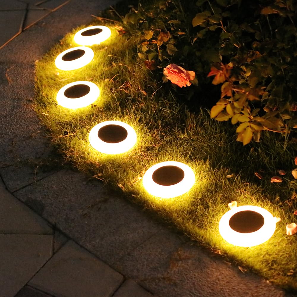 intelamp Color Changing Solar Lights Outdoor, 6 Pack, ABS Plastic, White, Model YL001-9B