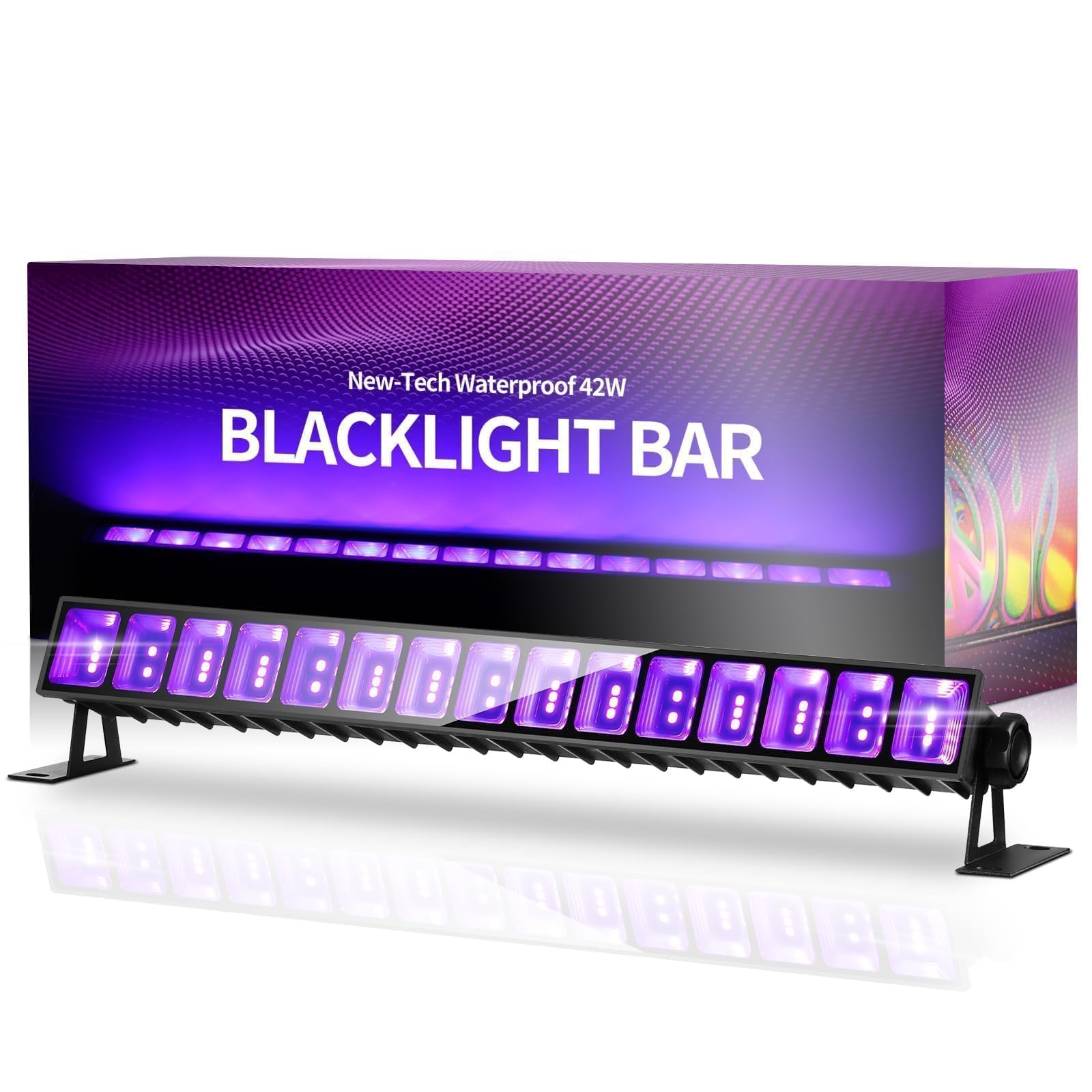 Thecham 42W Led Black Light Bar - Waterproof, 6Ft Cord, Ideal For Glow Parties & Halloween