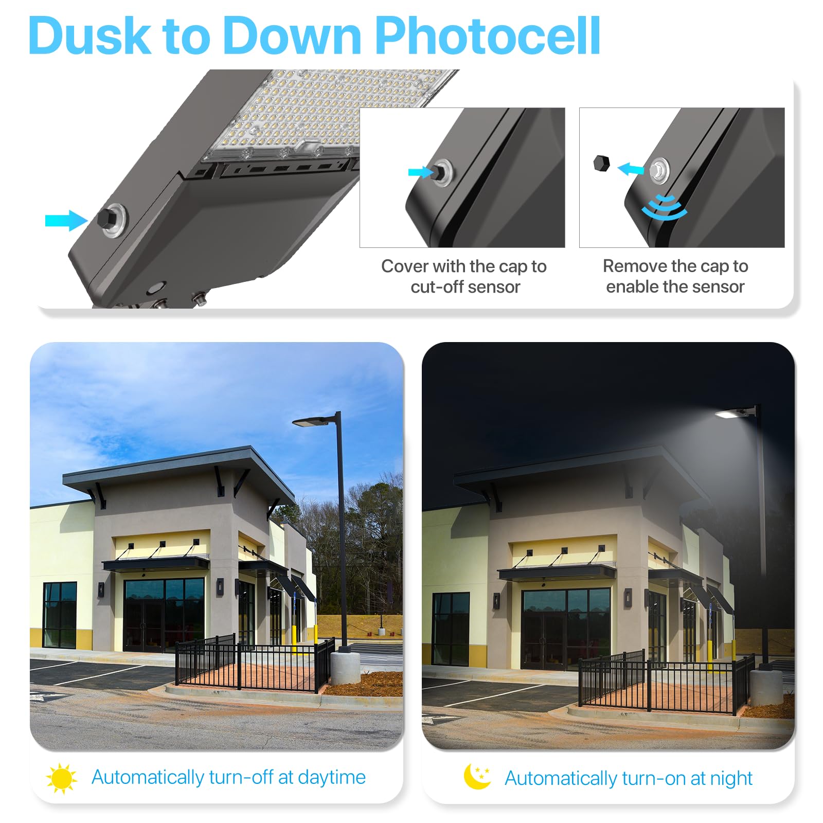 HYPERLITE 300W LED Parking Lot Lights - 2 Packs, 45000LM, 5000K, Bronze, Photocell, UL Listed for Outdoor Street & Area Lighting
