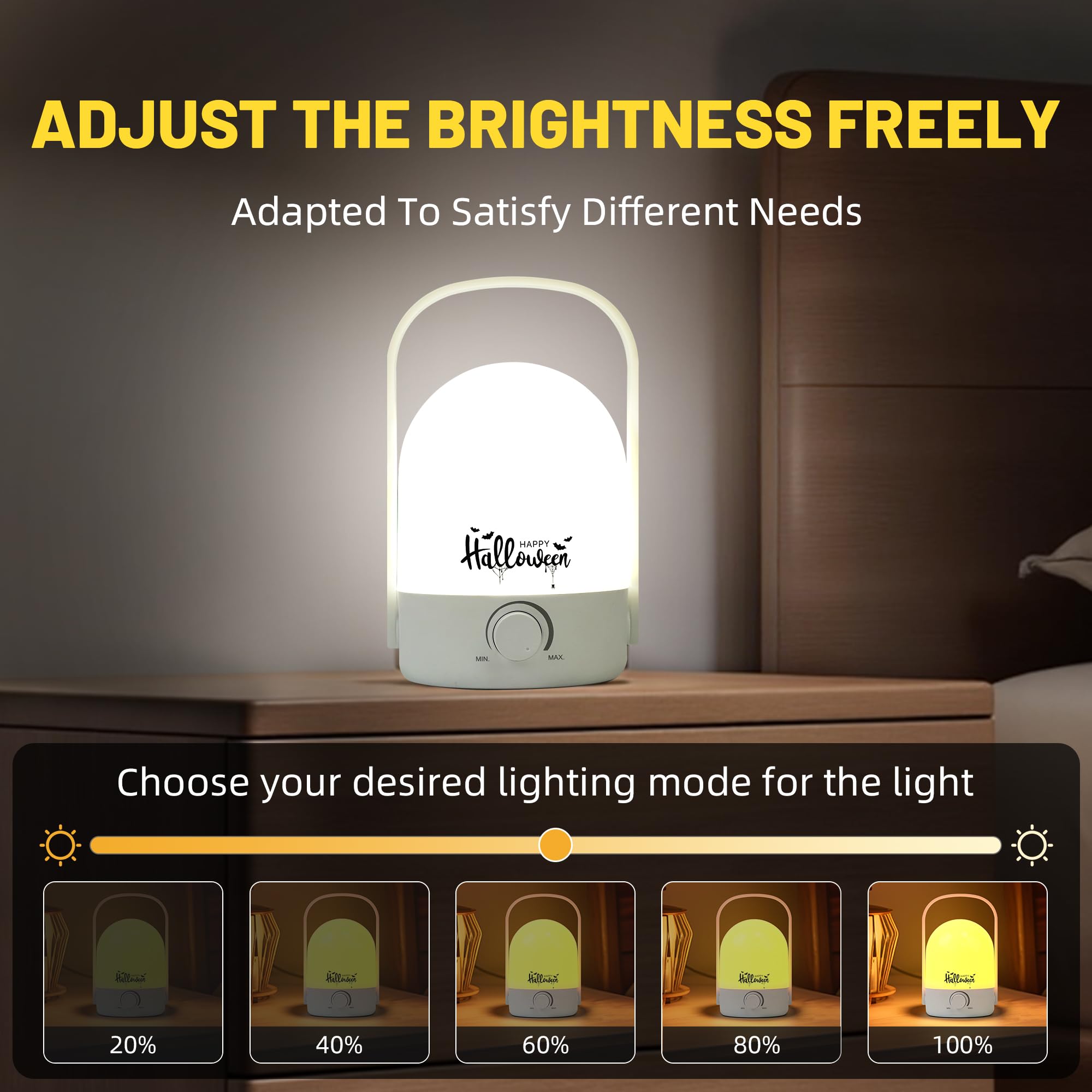 Lisaavo Table Lamp 1200Mah Bedroom Lamps Halloween Rechargeable Camping Light Small Lamps For Small Spaces,White A