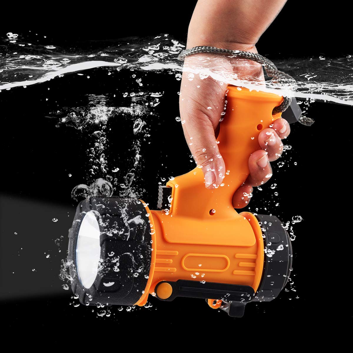 YIERBLUE Rechargeable Spotlight 200000 Lumens 18W Waterproof Handheld Flashlight, 10000mAh Battery, Small, Orange, Model yiff-03