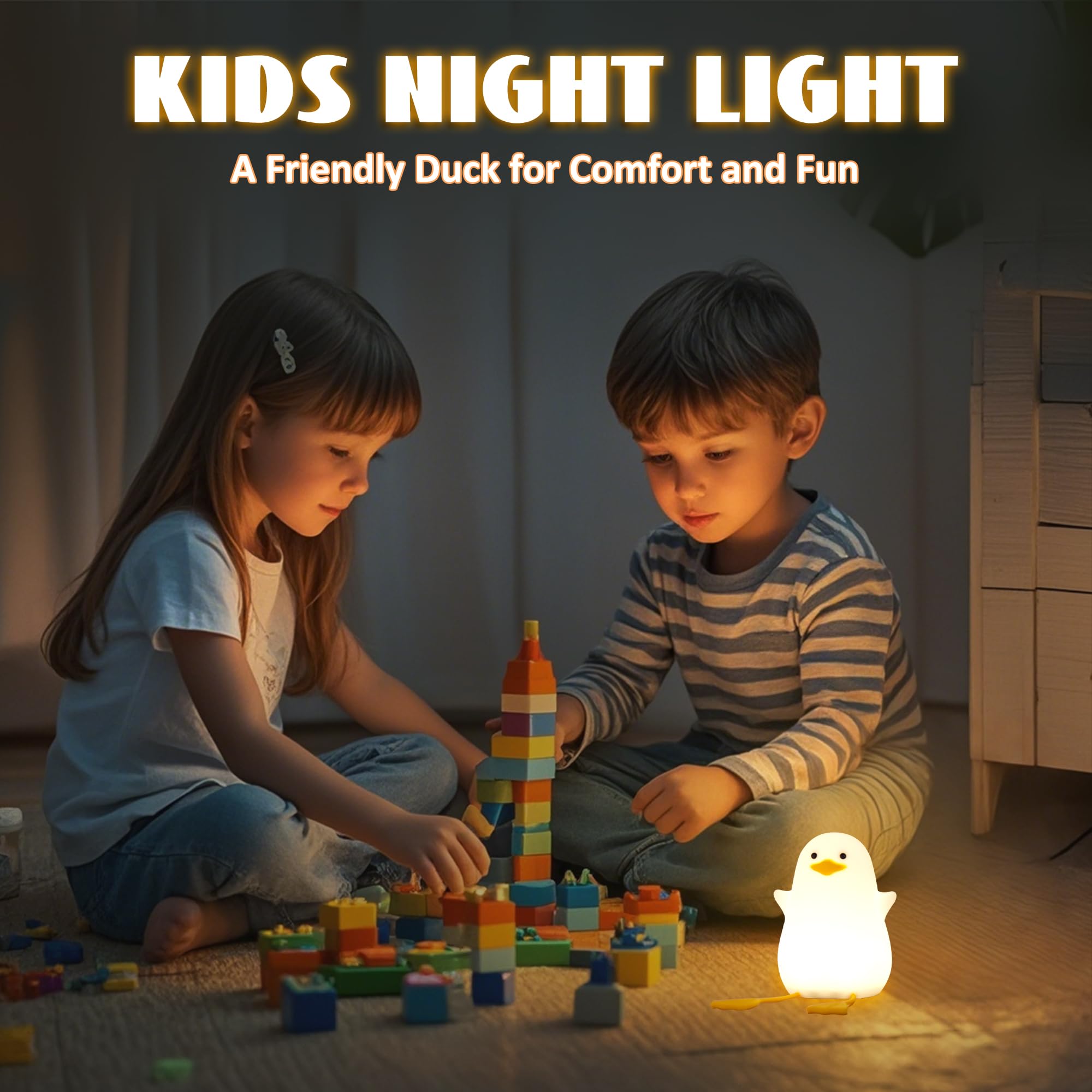 Hinittey Duck Night Light, Silicone Duck Lamp, Cute Bedside Duck Goose Funny Nightlight With Dimmer And Timer For Room Decor, Du
