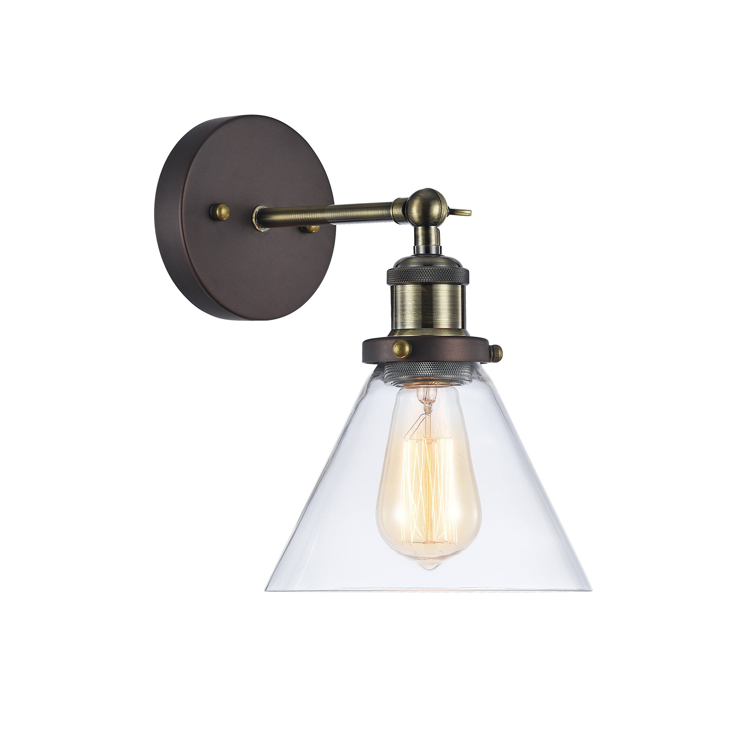 CHLOE Industrial Wall Sconce, 1 Light, Rubbed Bronze, Glass, 10.3 x 7.1 x 10in, Model CH57053RB07-WS1