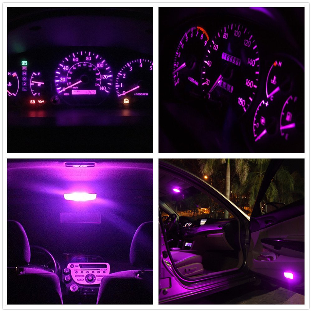 Wljh 6Pcs Pink Auto Led Bulbs T5 Wedge Led Light Canbus Error Frre 74 17 2721 3030 Smd Car Dashboard Instrument Panel Cluster Lamps,Plug And Paly