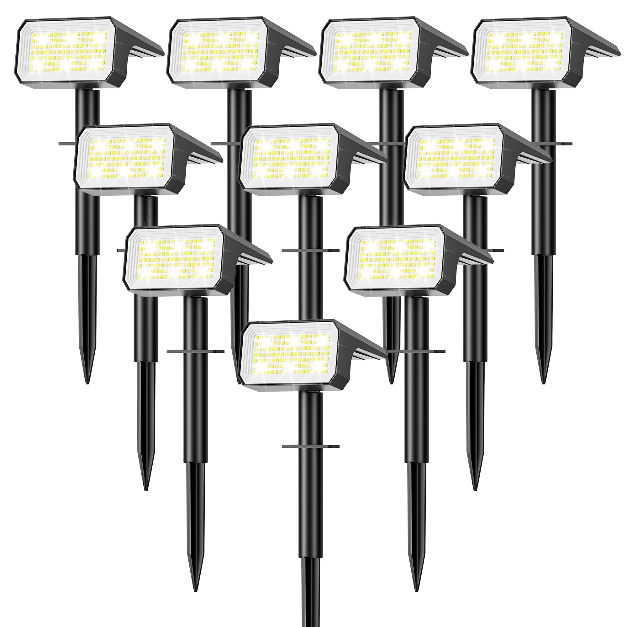 Flaow Solar Spot Lights Outdoor  [10 pack/118 LED] 4 Modes Auto On/Off Solar Landscape Spotlights  Ip67 Waterproof Solor Powered Pathway Lights for Outside Yard Garden Walkway Tree Patio (Cool White)