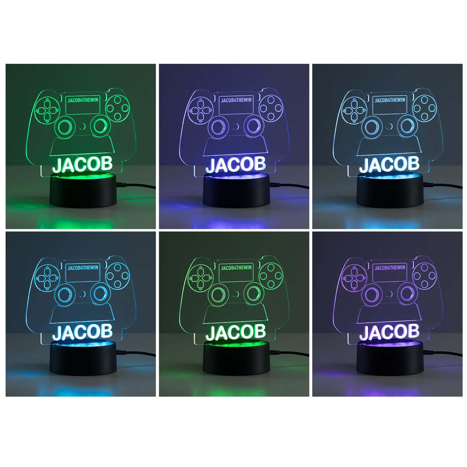 Personalized  t Game Controller LED Night Light with Custom Name, Acrylic, 5.5x8.5, Multicolor