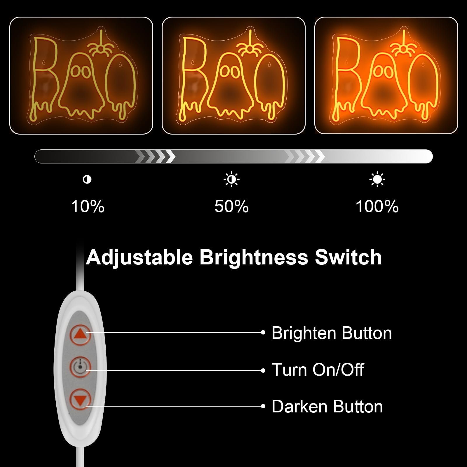 Halloween Boo Neon Sign, Spooky Ghost Neon Light Spider Neon Signs, Dimmable Halloween Led Sign For Wall Bedroom Home Bar Halloween Party Decor Halloween Present For Trick Or Treat Party Backdrop