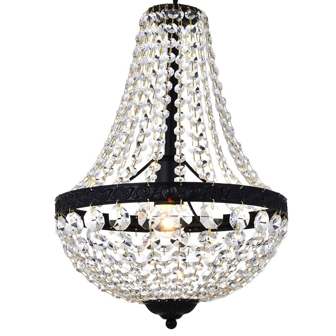 Bestier Modern French Empire Black Finish Farmhouse Crystal Pendant Chandelier Lighting Led Ceiling Light Fixture Lamp Dining Ro