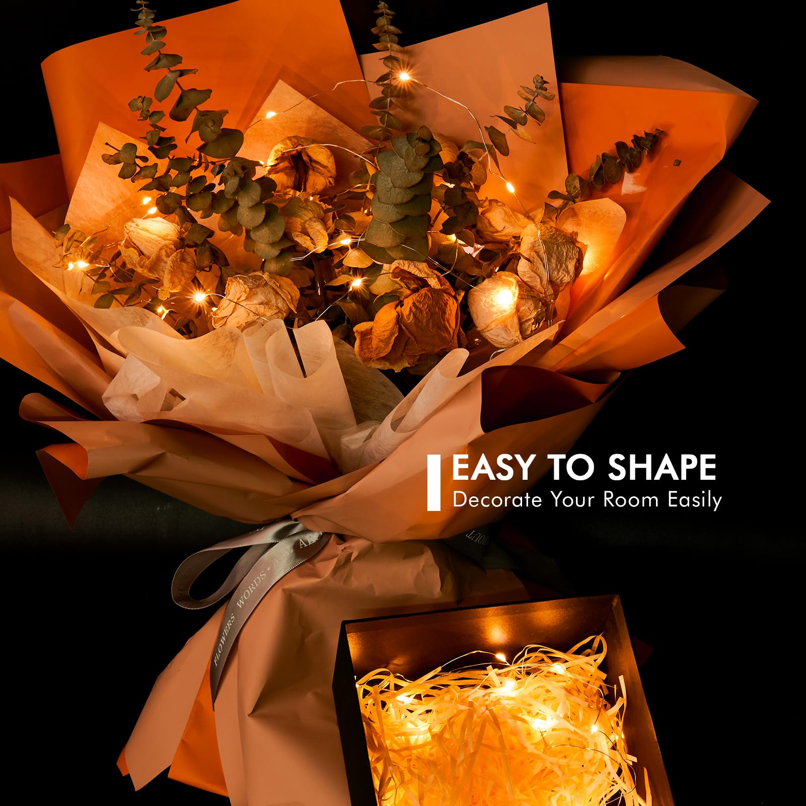 12 Pack Orange Fairy Lights Battery Operated, 7Ft 20Led Valentines Day Lights Battery Operated Waterproof Silver Wire For Diy Bedroom Party Birthday Wedding Christmas Decorations Starry String Lights