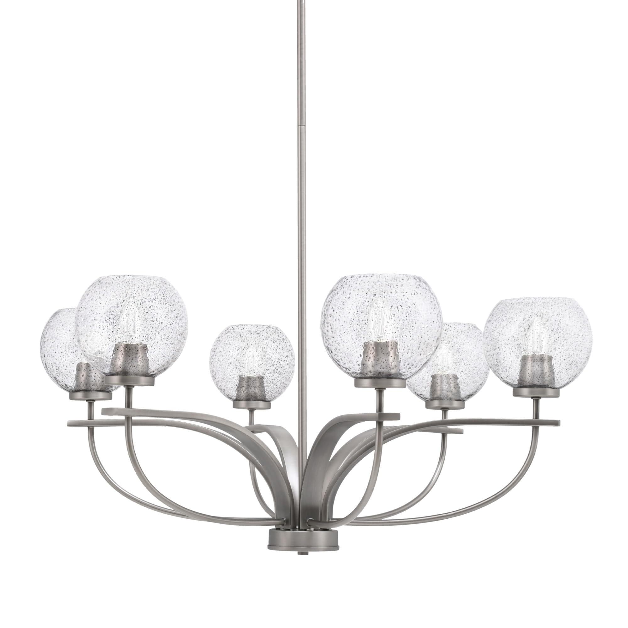 Toltec Lighting Cavella 6 Light Chandelier Shown in Graphite Finish with 5.75&quot; Smoke Bubble Glass