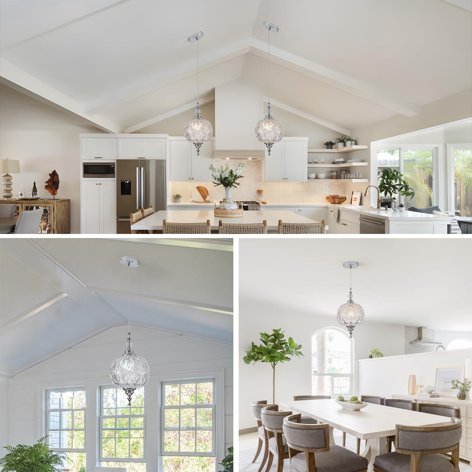 Tlolgt Modern Chrome Pendant Light Fixtures 8.3'' Pendant Lighting For Kitchen Island Living Room Bedroom