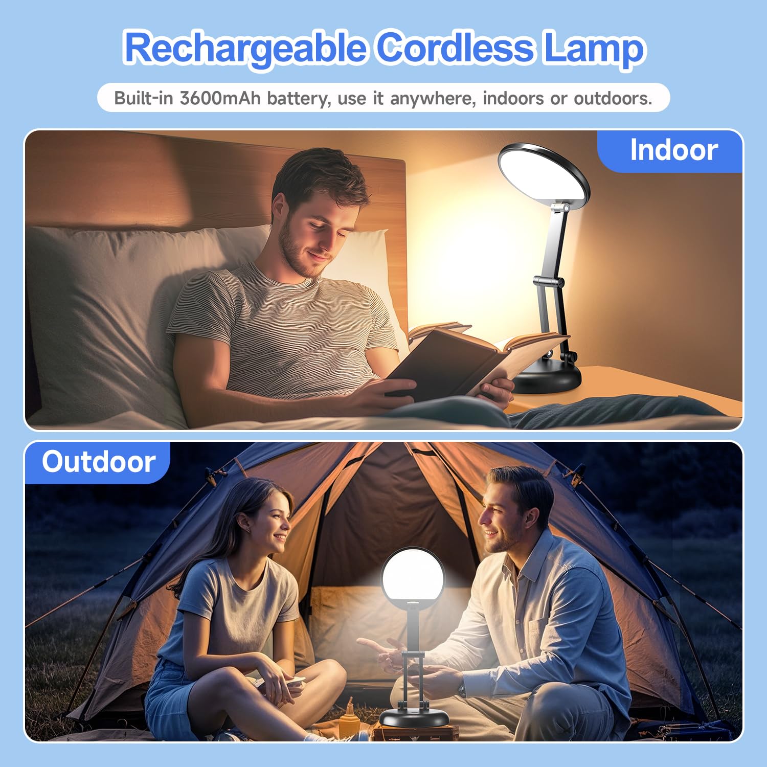 Cordless Lamps Rechargeable Table Lamp,3600Mah Battery Operated Lamp Battery Powered Lamp,10 Brightness Rechargeable Lamps Cordl