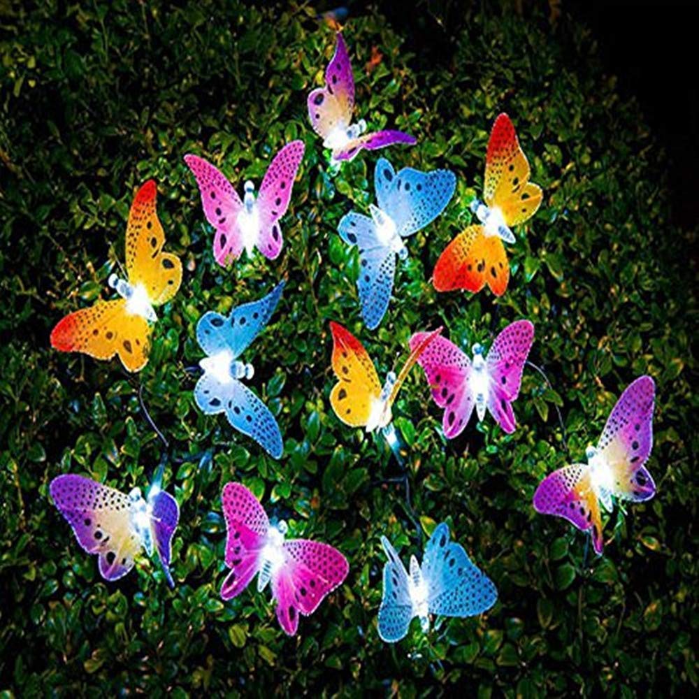 Berocia Solar Butterfly String Lights, 12 LED Waterproof, Model GL-10955, Outdoor Indoor Decoration