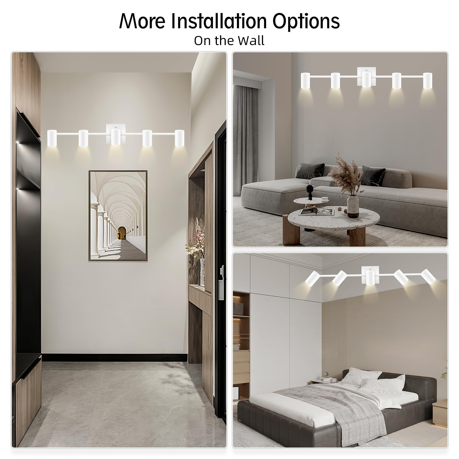 Boostarea Track Lighting Kit, Kitchen Lighting Fixtures Ceiling, 5 Way Ceiling Spot Lights, Rotatable Light Heads, Modern Track