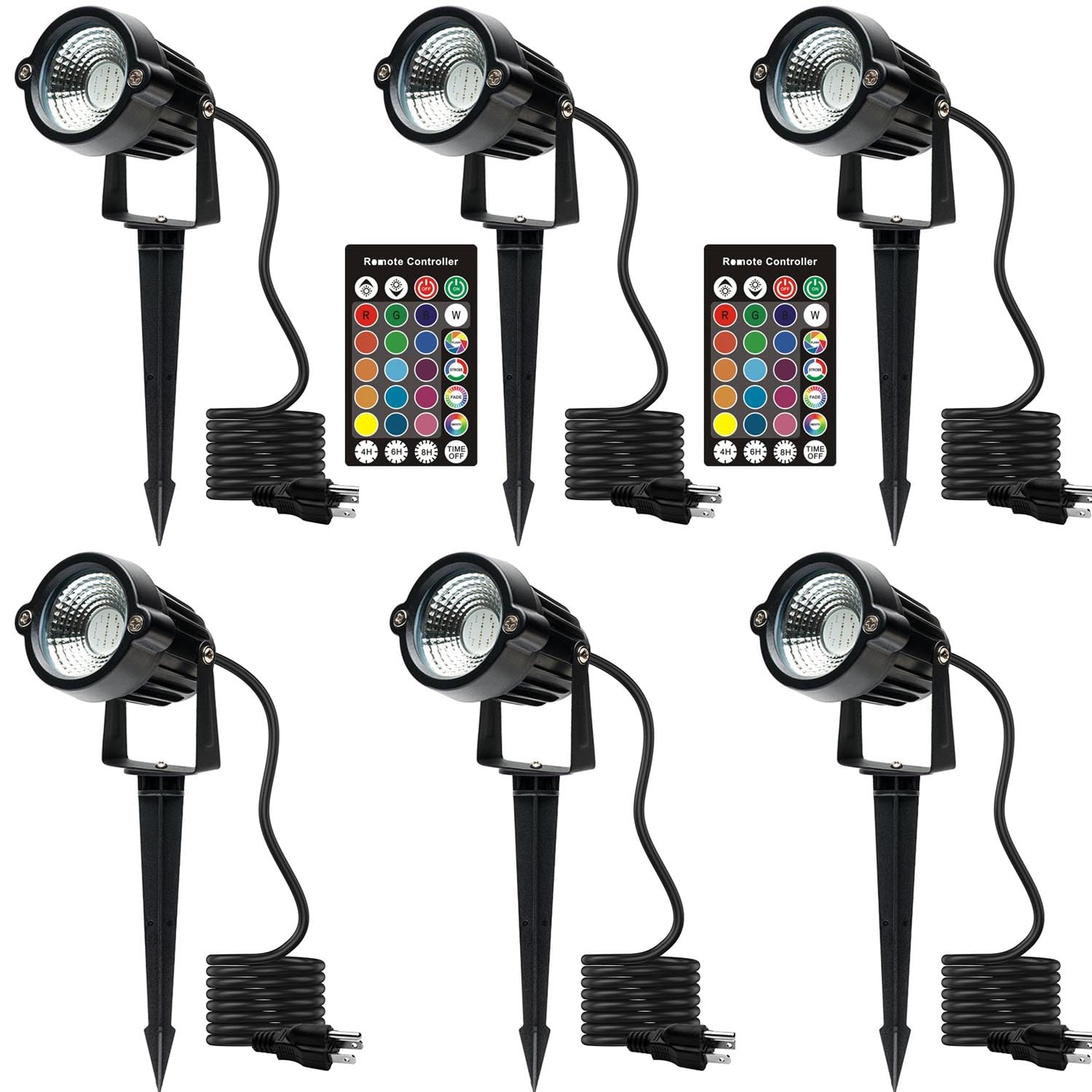 S SMIFUL Halloween Spot Lights Outdoor, RGB, 5W, Waterproof, 6 FT Cord, 6 Lights, Model RGB1