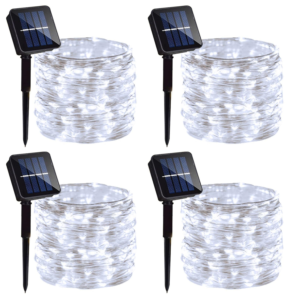 4 Pack Solar Fairy Lights 131.2Ft 400 LED, Twinkle Lights with 8 Modes, Waterproof Silver Wire String Lights for Garden Patio Pa