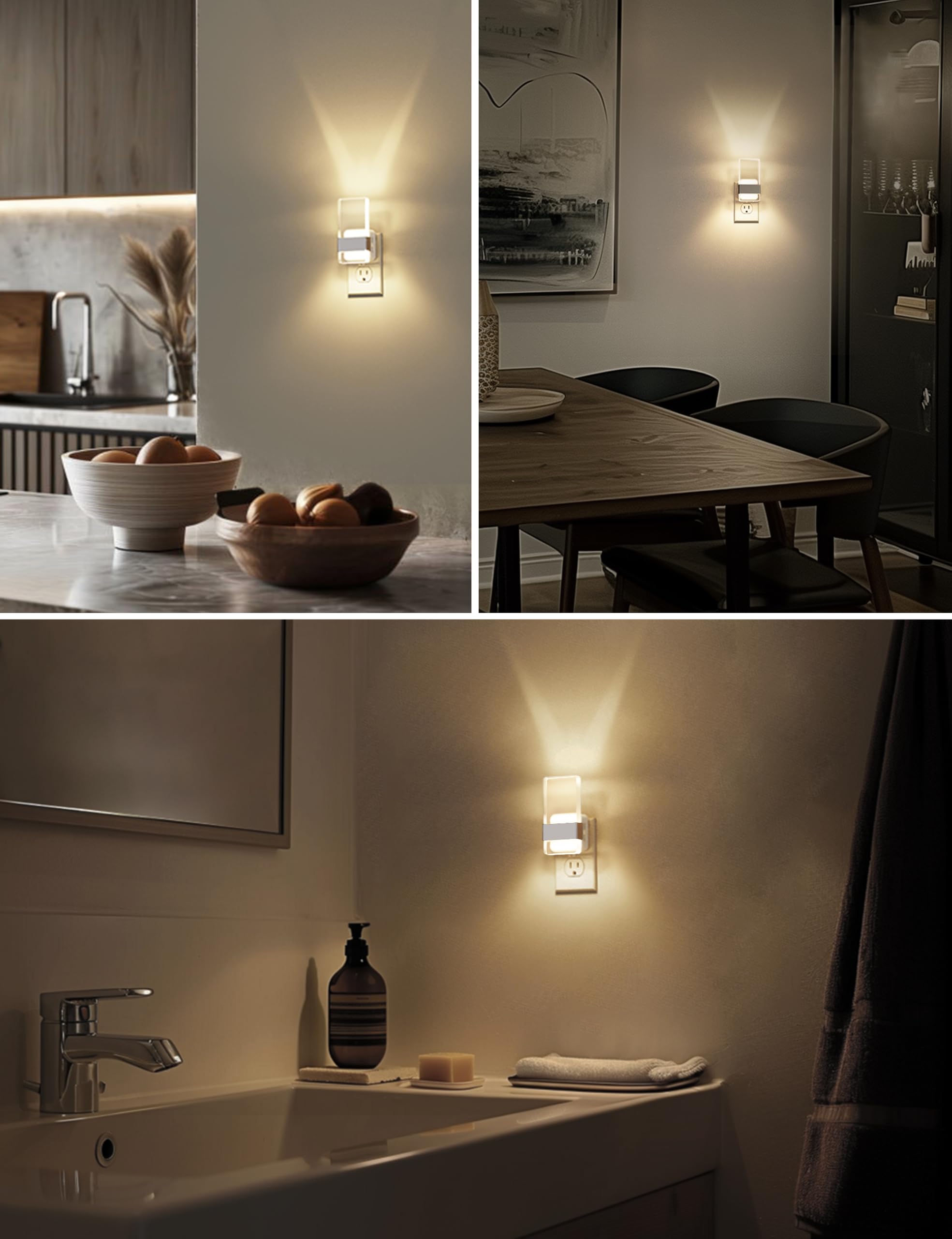 L Lohas Led Night Light  Night Lights Plug Into Wall [2 Pack]  Dusk-To-Dawn Sensor Decorative Night Light  0-100Lm Dimmable Nightlights  Wall Sconce-Style Acrylic Nitelight For Bathroom  Hallway Gift