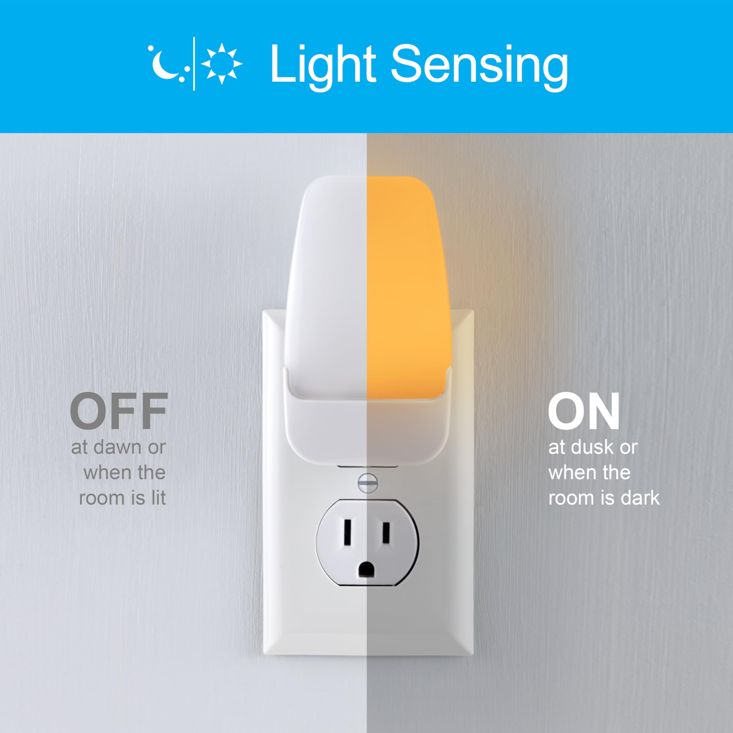 GE SleepLite LED Night Light, Plug-in Dusk to Dawn Sensor, Amber, 2 Pack, Model 76135, Ideal for Kids and Adults